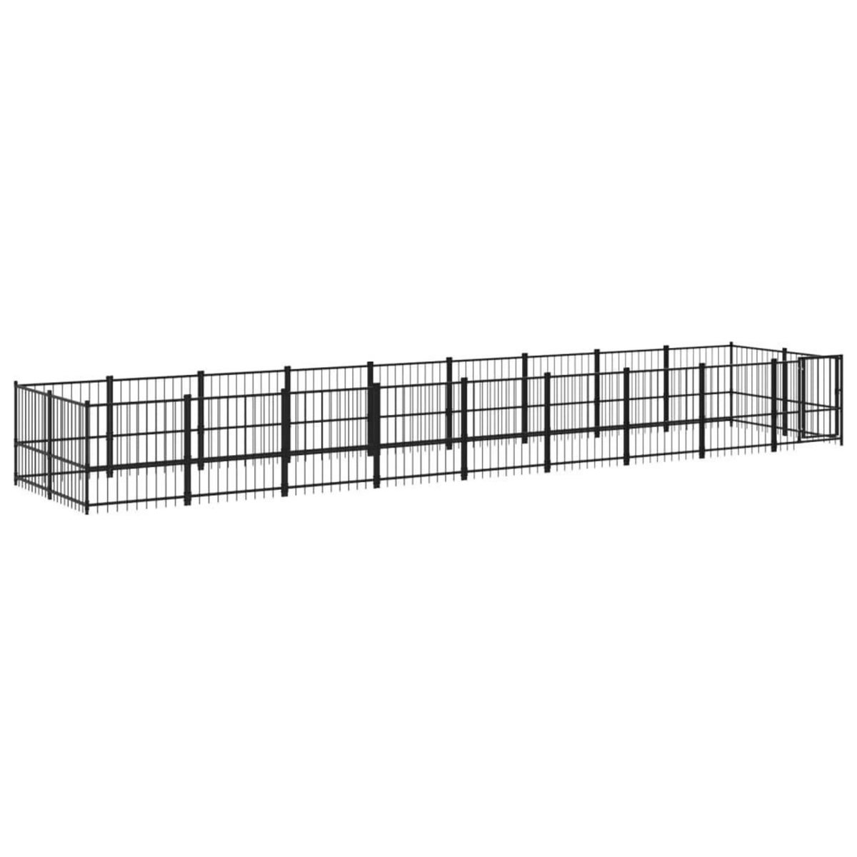 VIDAXL Chenil d'exterieur pour chiens Acier 16,89 m²