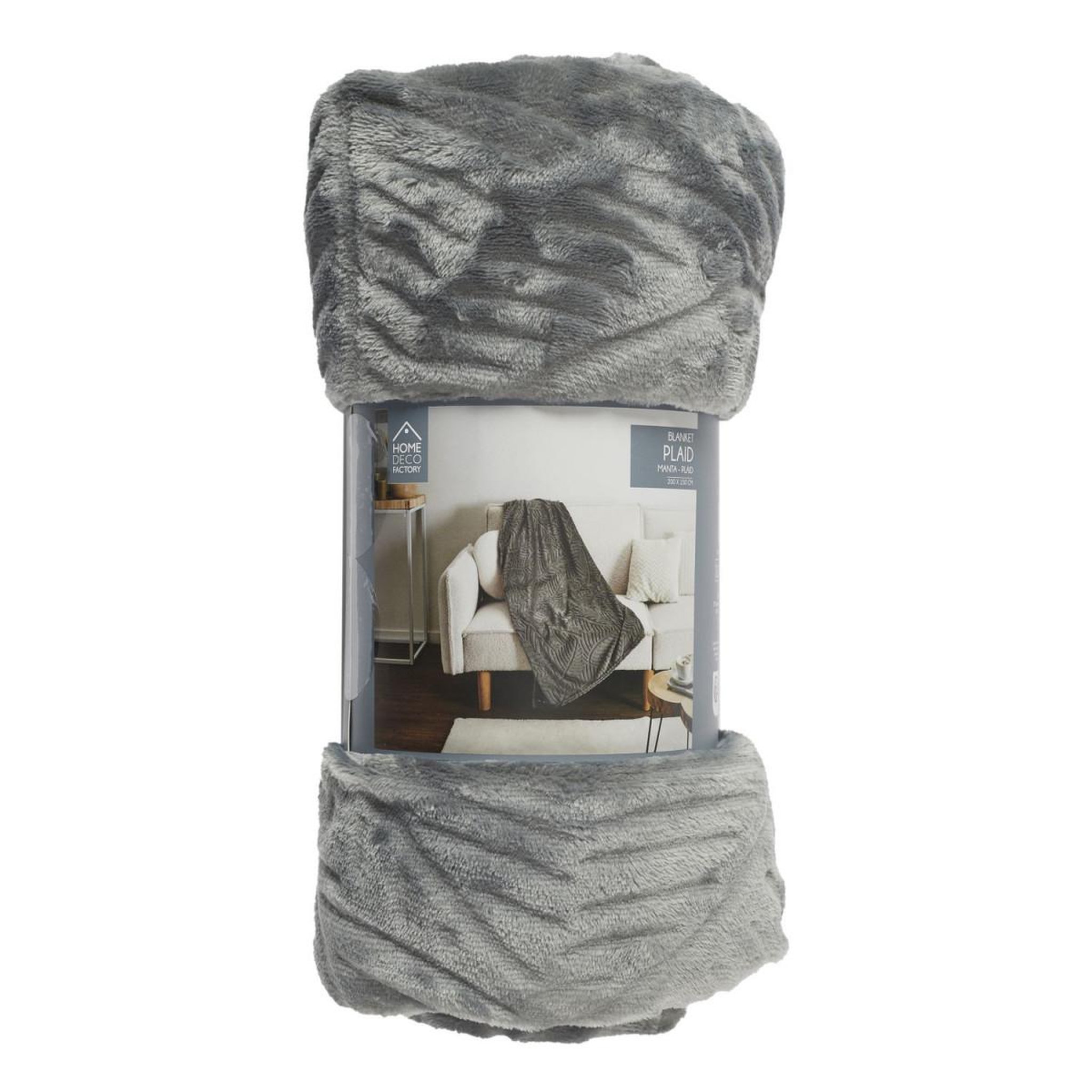 Voir la diapositive 4 : The Home Deco Factory Plaid flanelle embosse  roméo  150x200cm gris foncé