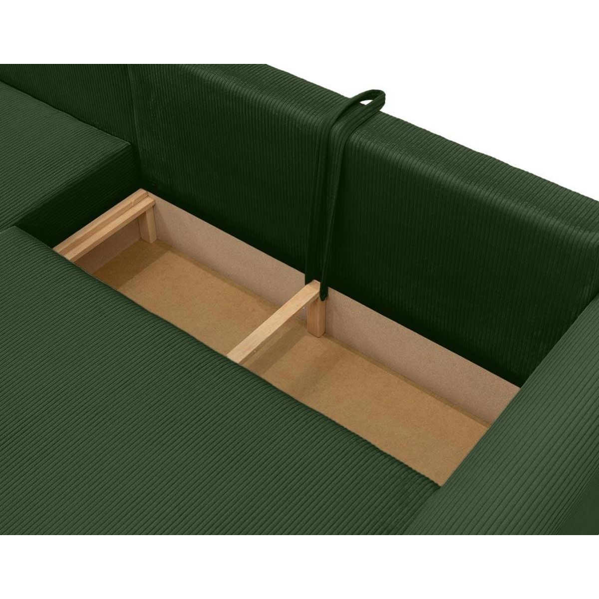 BEST MOBILIER Rosalie - canapé d'angle réversible 4 places convertible avec coffre en velours côtelé