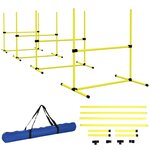 PAWHUT Agility sport pour chiens set de 4 obstacles professionnels avec système de maintien au sol sac transport fourni jaune noir