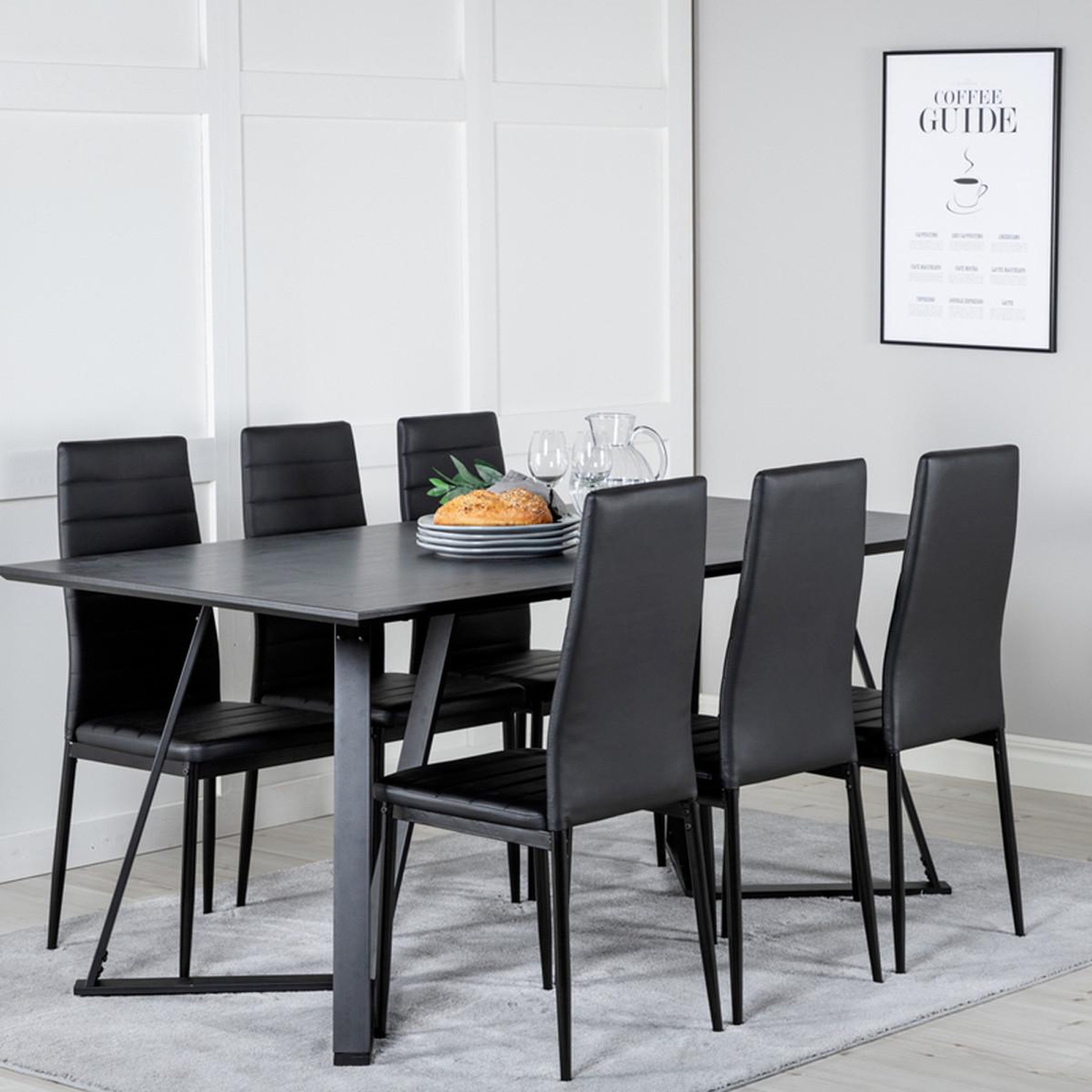 Voir la diapositive 5 : Paris Prix Ensemble table à manger & 6 chaises  marina & slim  180cm noir