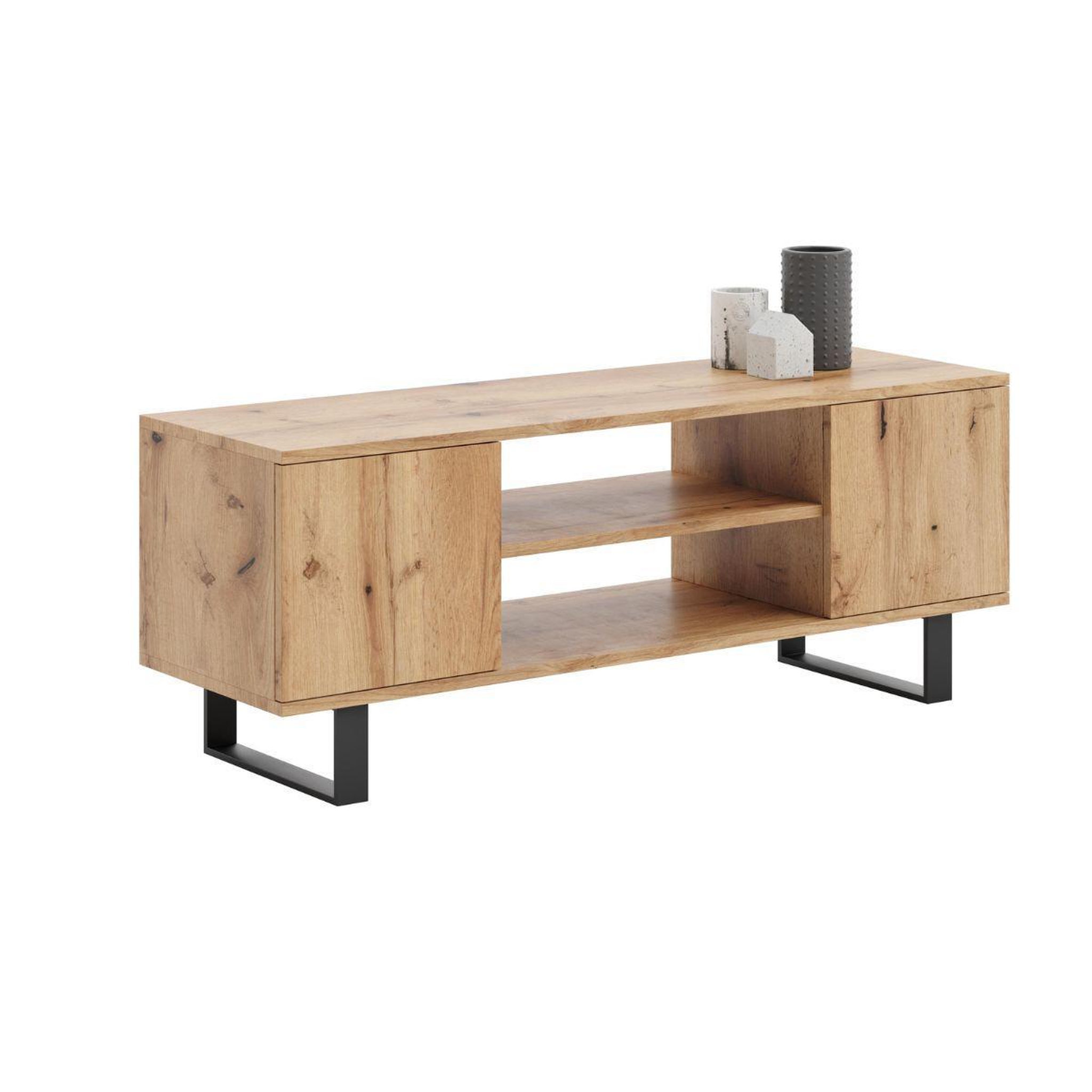 KOBI Meuble TV Focus en métal 155 cm - Design moderne et pratique pour votre salon