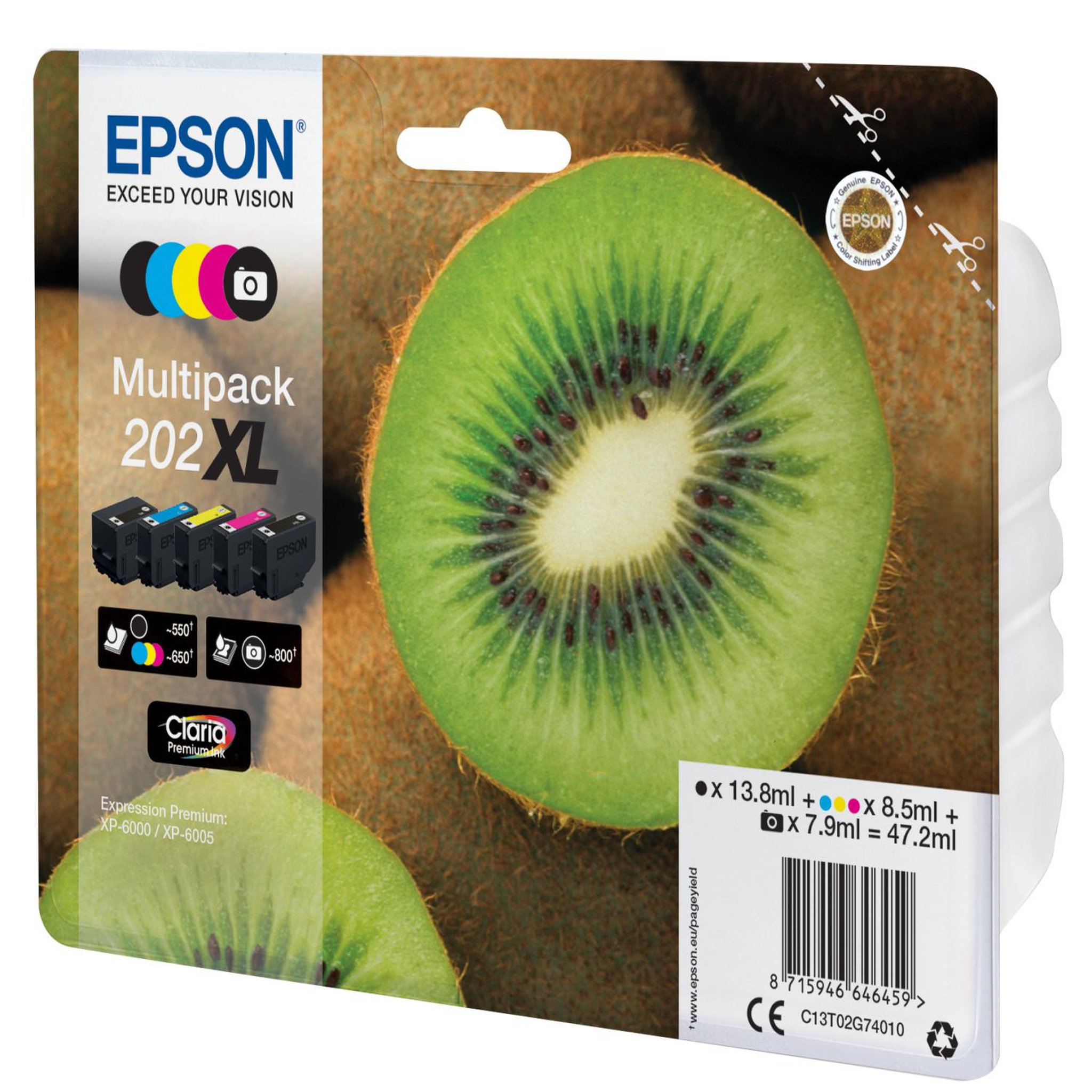 Voir la diapositive 3 : Epson Cartouches d'encre Epson Multipack 202XL - 5 couleurs - Haute capacité