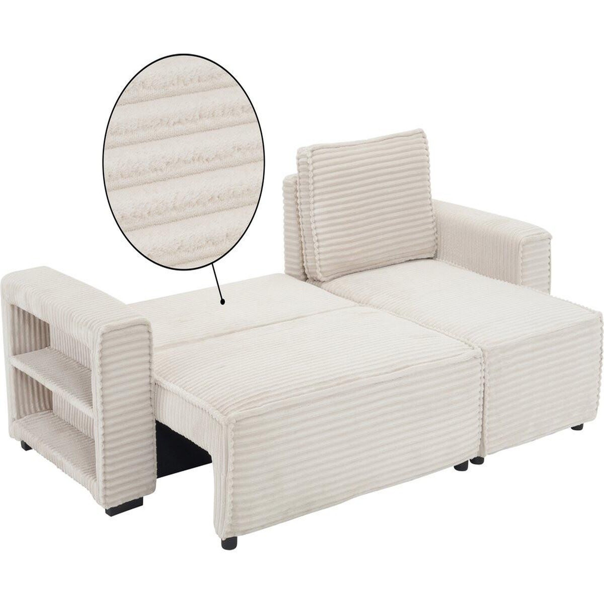 Voir la diapositive 3 : Habitat et Jardin Canapé d'angle en velours côtelé   Opera  - 3 places - Beige