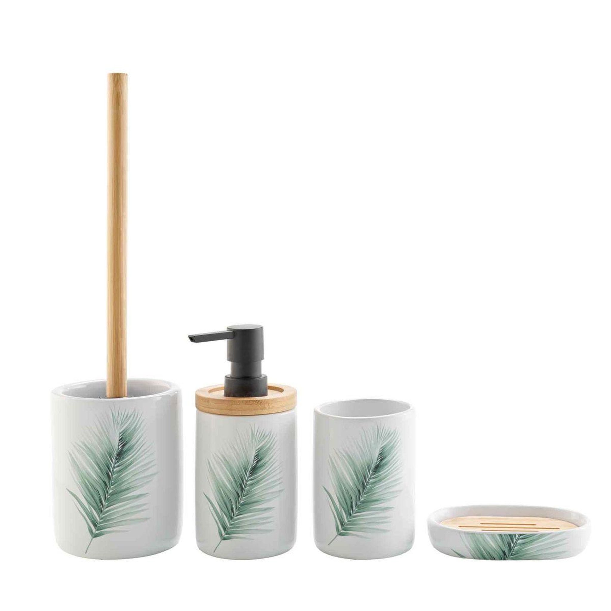Voir la diapositive 2 : Douceur d'Intérieur Gobelet salle de bain céramique  havane  10cm blanc