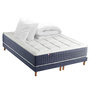 Voir la diapositive 1 : IDLITERIE Ensemble Matelas Ressort 7 zones + Mémoire de forme + Sommier KING STYLE + couette + oreillers - Fabriqué en France