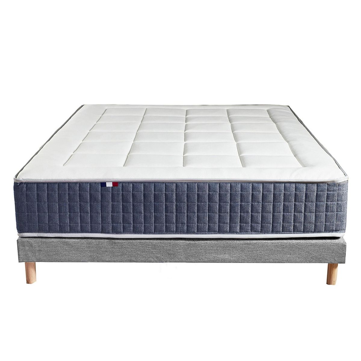 IDLITERIE Ensemble Matelas Ressort 7 zones + Mémoire de forme + Sommier KING STYLE Fabriqué en France
