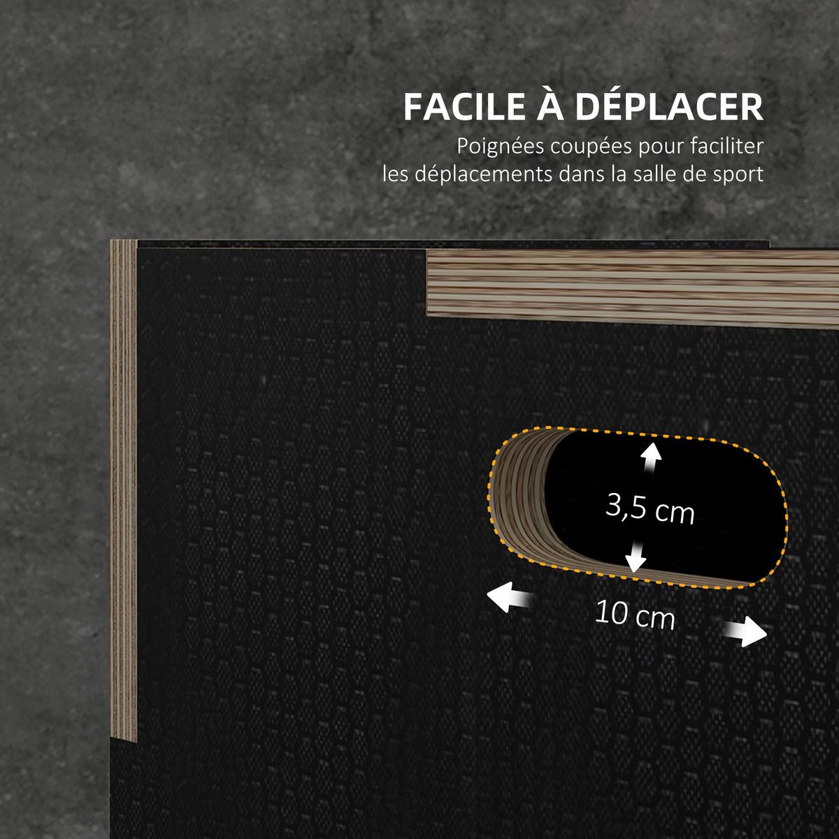 HOMCOM Box jump - box de pliométrie - boite de saut - 3 hauteurs 30/35/40H cm - charge max. 120 Kg - bois surface antidérapante noir