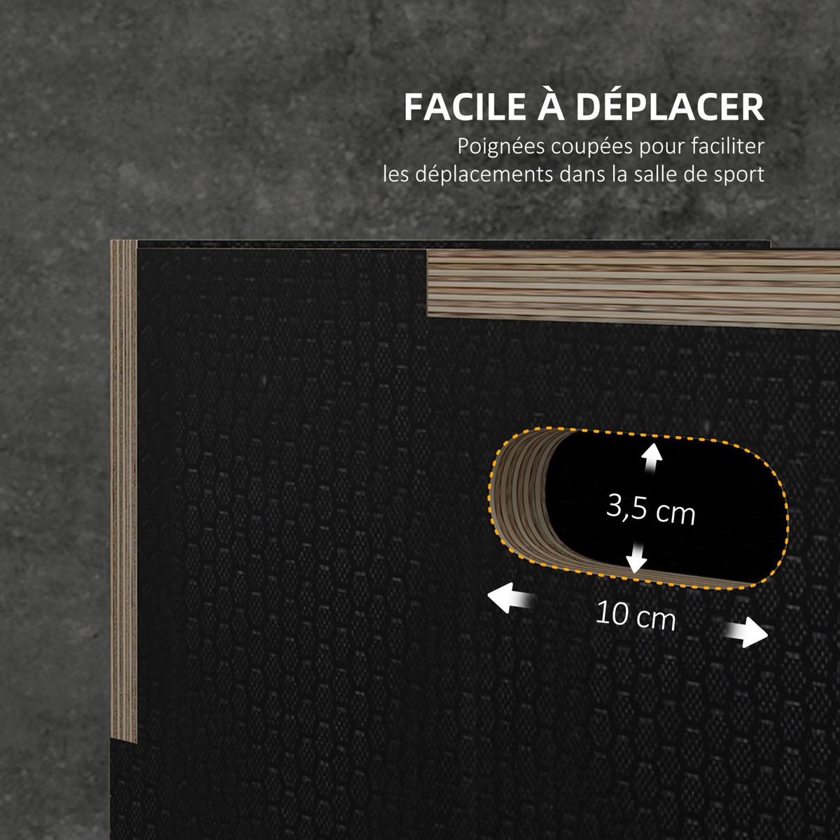 HOMCOM Box jump - box de pliométrie - boite de saut - 3 hauteurs 30/35/40H cm - charge max. 120 Kg - bois surface antidérapante noir