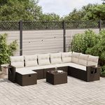 VIDAXL Salon de jardin avec coussins 9 pcs marron resine tressee