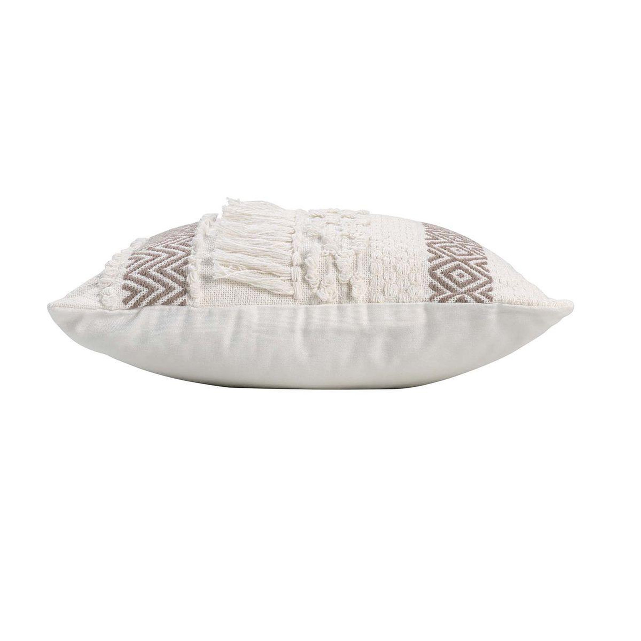 Voir la diapositive 2 : Douceur d'Intérieur Coussin déco à franges  zya  40x40cm taupe