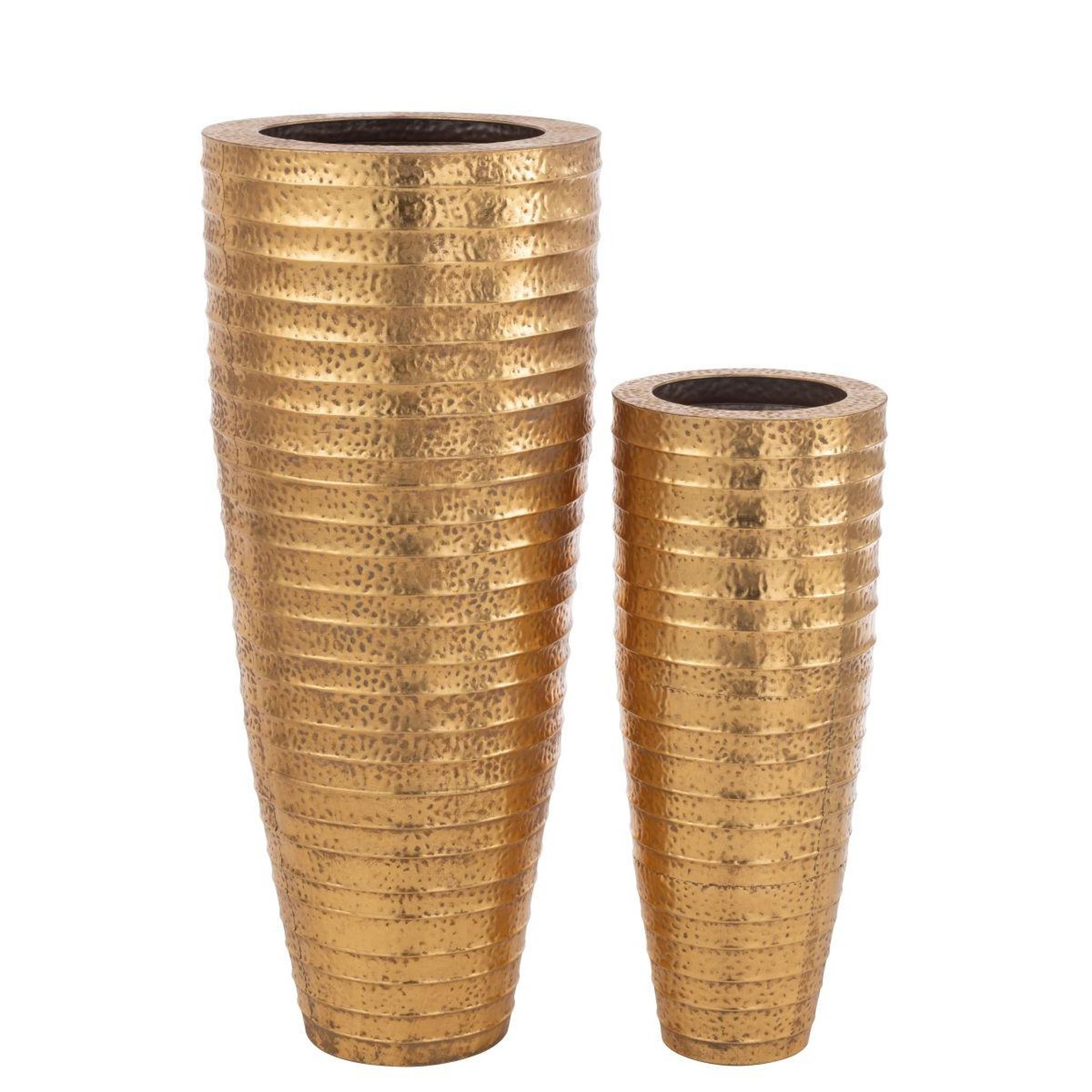 Voir la diapositive 2 : J-LINE Lot de 2 vases déco en métal  egypte  122cm or