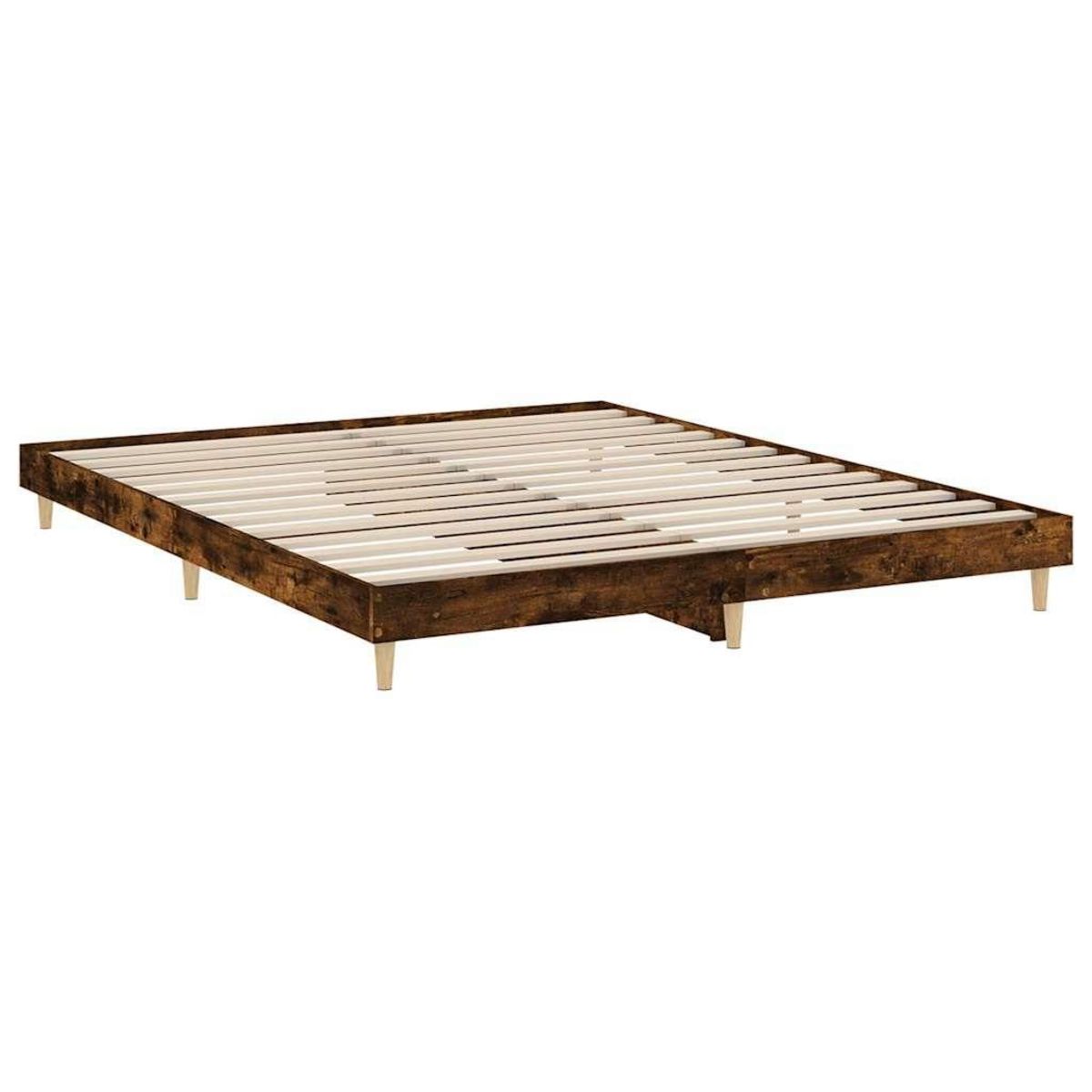 VIDAXL Cadre de lit sans matelas chene fume 120x200 cm bois ingenierie