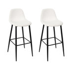 TOILINUX Lot de 2 chaises de bar côtelées SCOTT. Coloris disponibles : Marron, Blanc