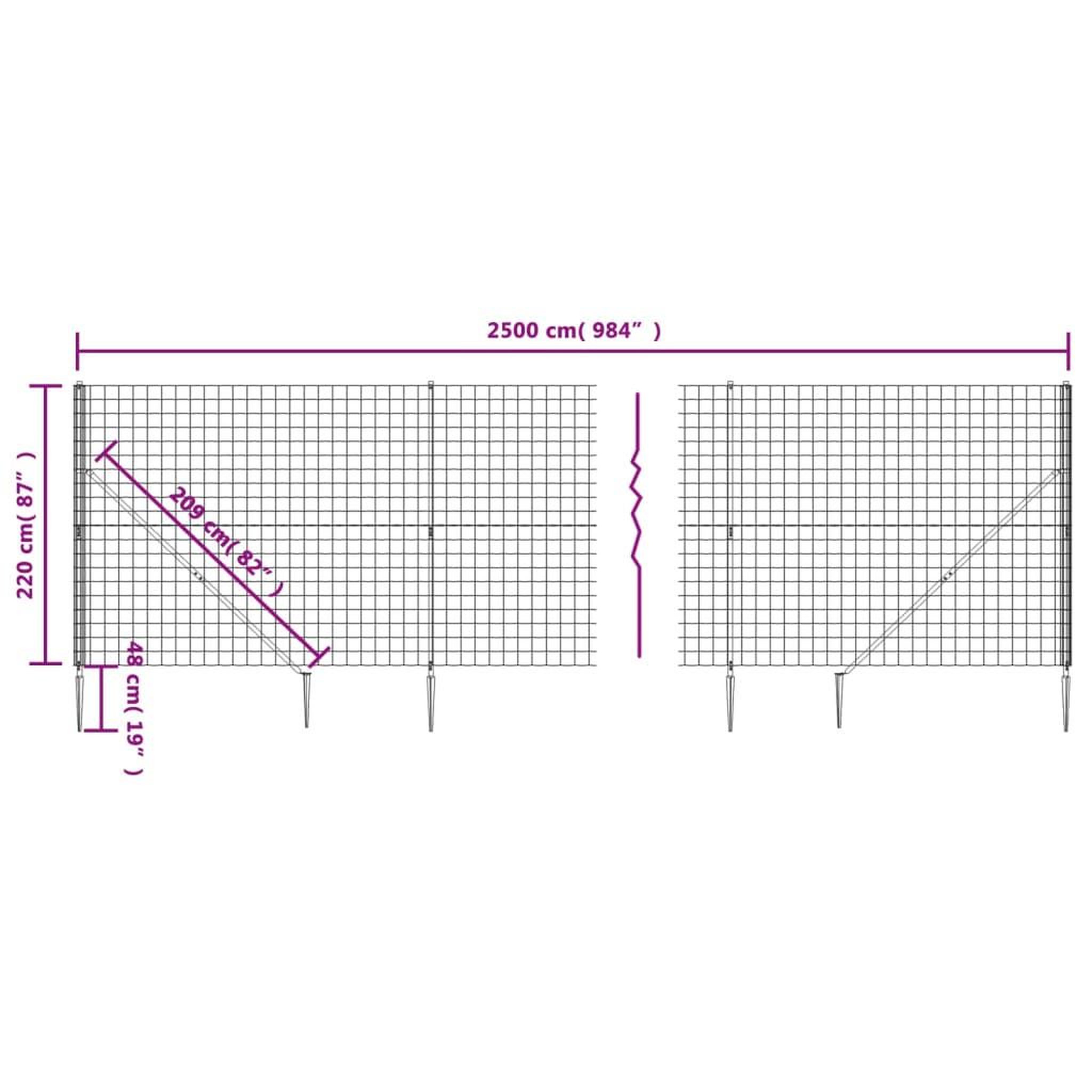 Voir la diapositive 5 : VIDAXL Cloture en treillis metallique et ancrage anthracite 2,2x25 m