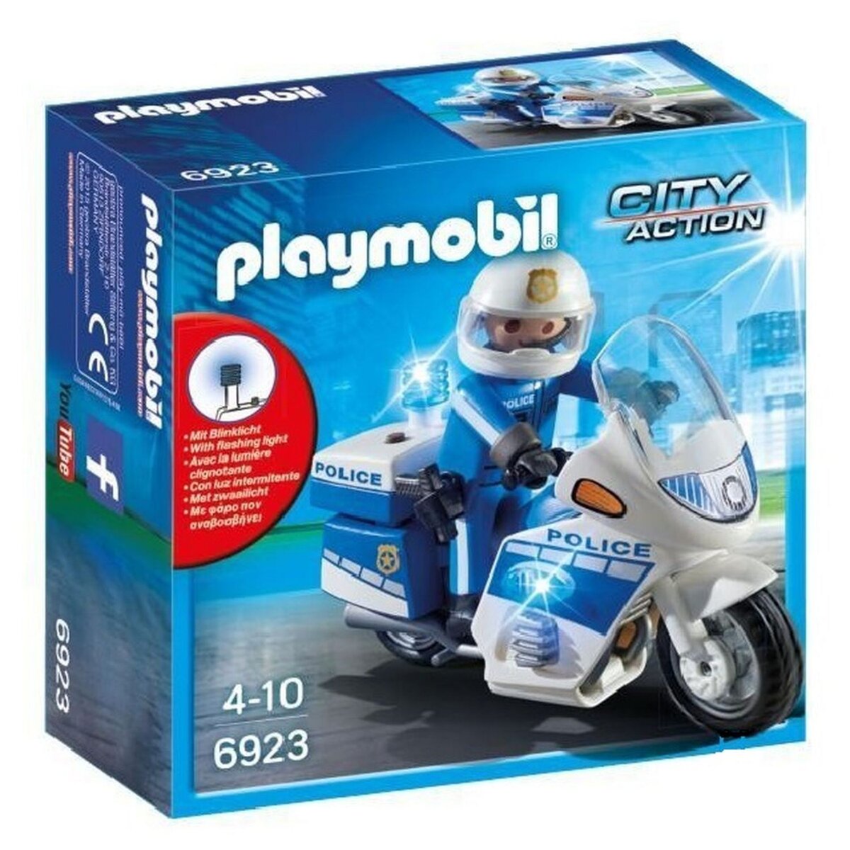 PLAYMOBIL 6923 - City Action - Moto de policier avec gyrophare 