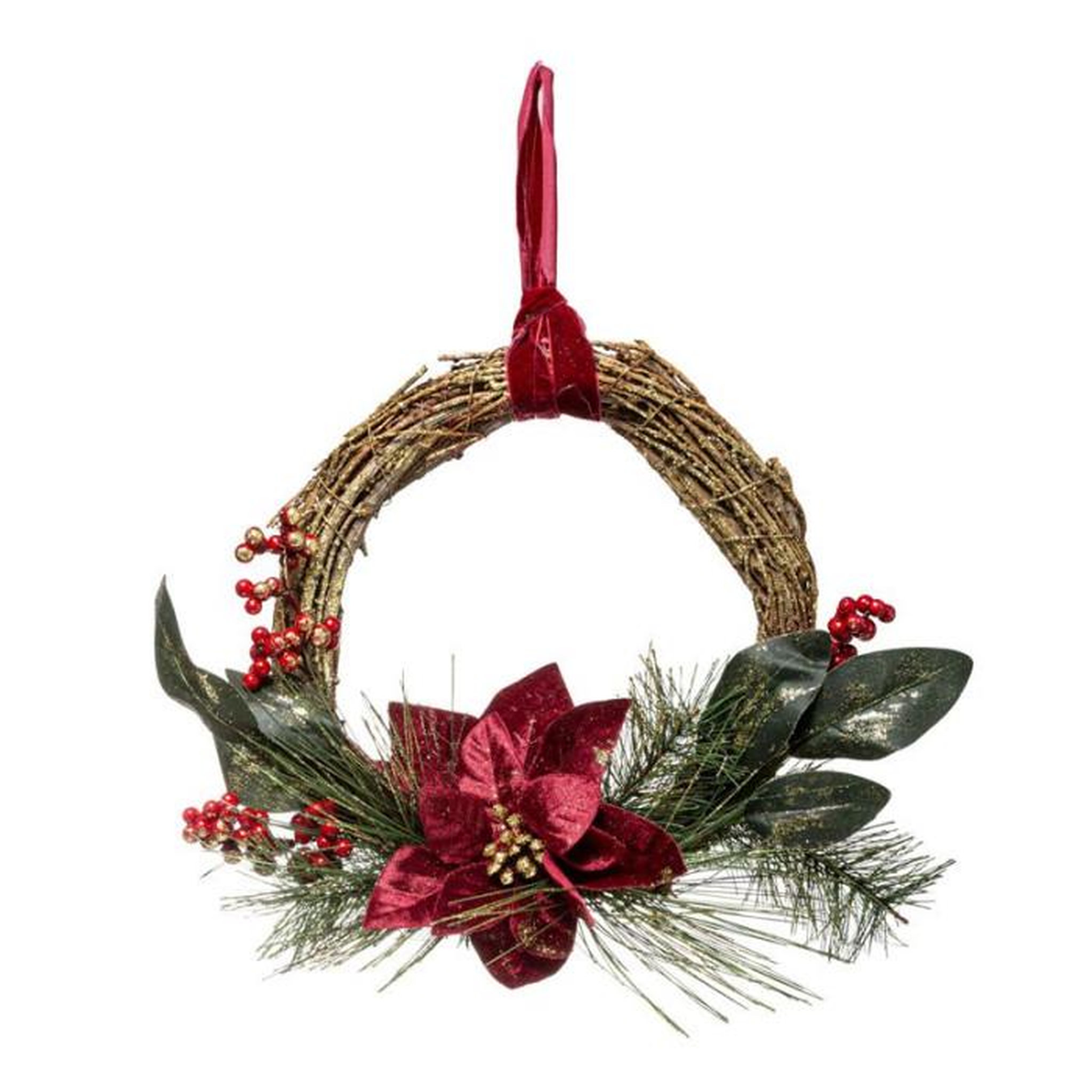 FEERIC LIGHT & CHRISTMAS Couronne de Noël Poinsettia  Soir  38cm Naturel