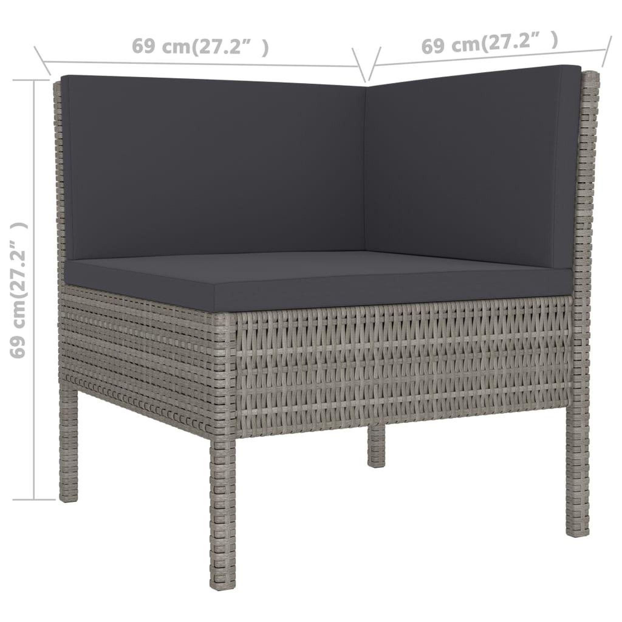 Voir la diapositive 5 : VIDAXL Salon de jardin 3 pcs avec coussins Resine tressee Gris