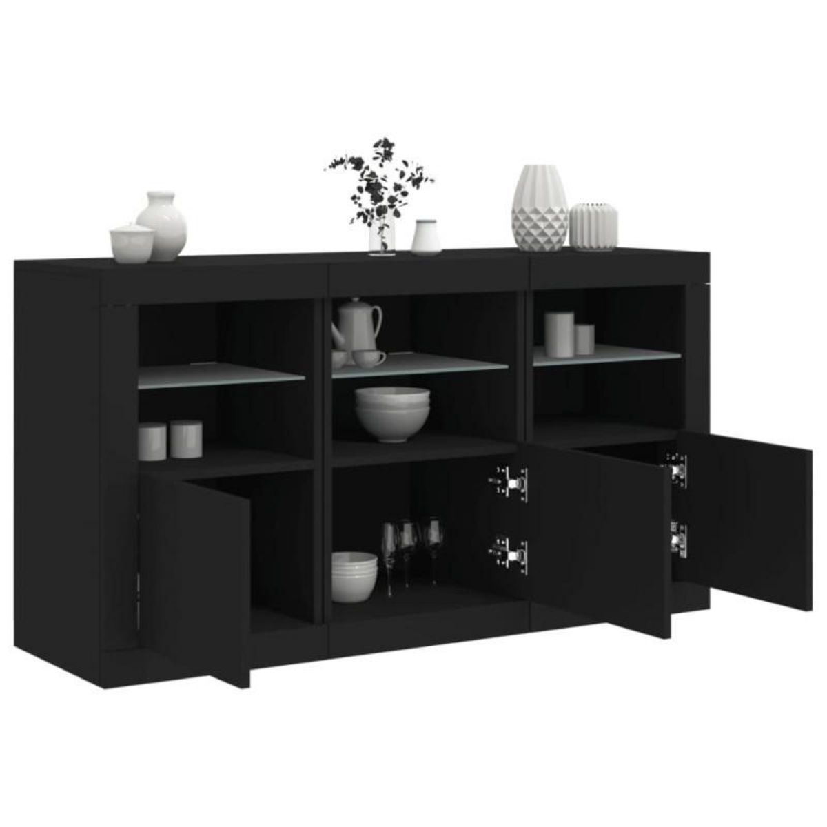 VIDAXL Buffet avec lumières LED noir 123x37x67 cm