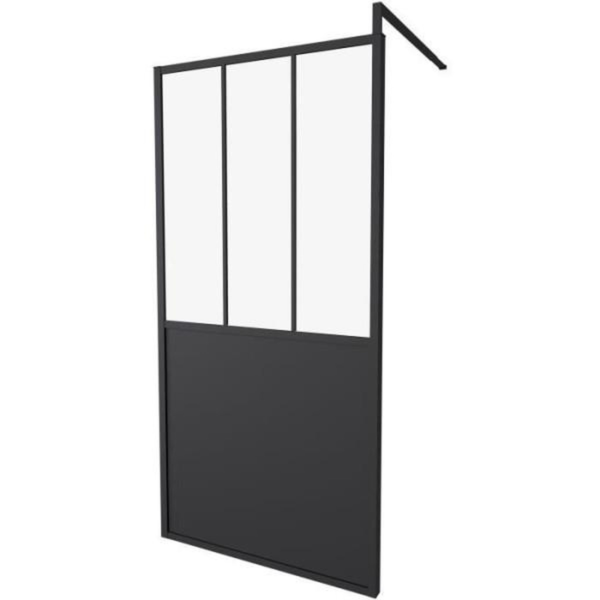 MARKET24 Paroi Fixe 100x200 Style Industriel Noir - Verre Transparent - Avec Cadre - Réversible - Réglable