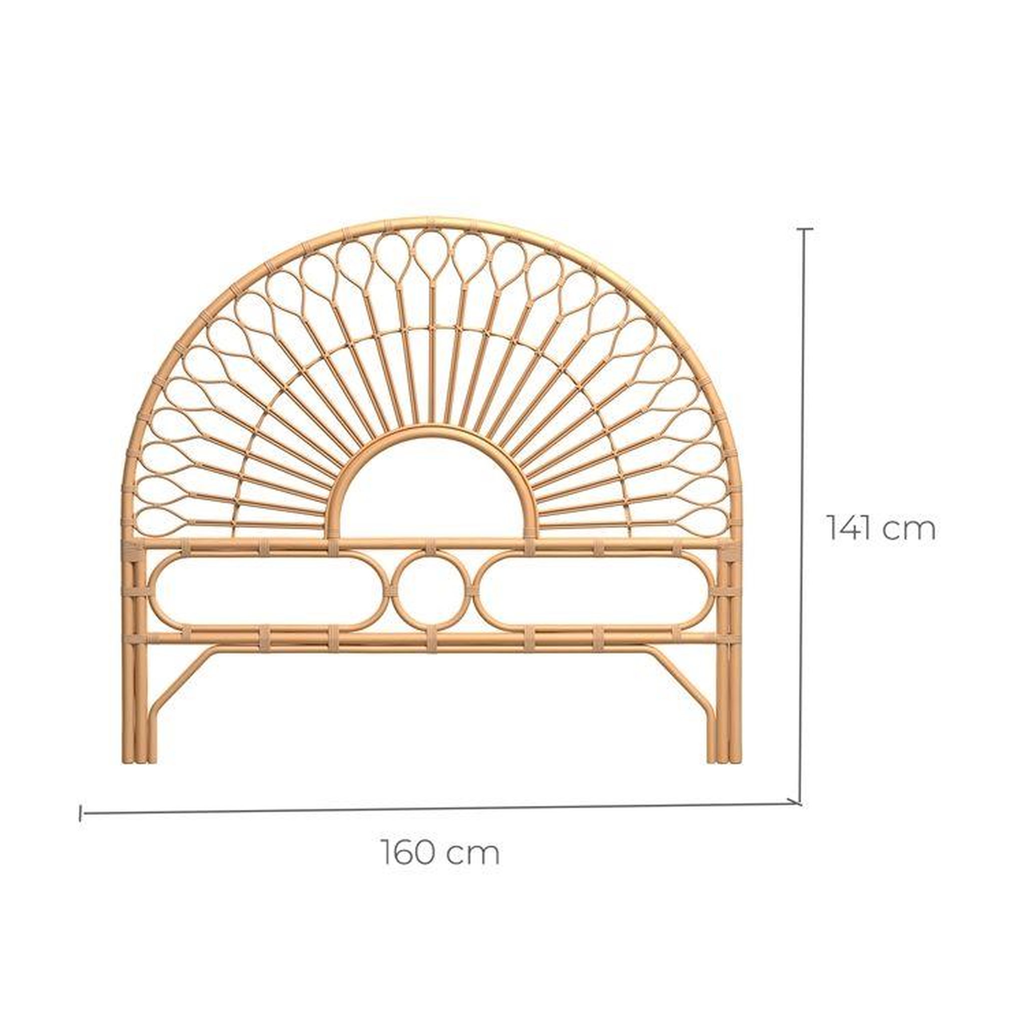 Voir la diapositive 4 : MAISON PAVANE Tête de lit 160 cm en rotin naturel-bahia