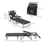 Voir la diapositive 3 : OUTSUNNY Bain de soleil transat pliable inclinable - coussins, espace tête - acier noir polyester antracite