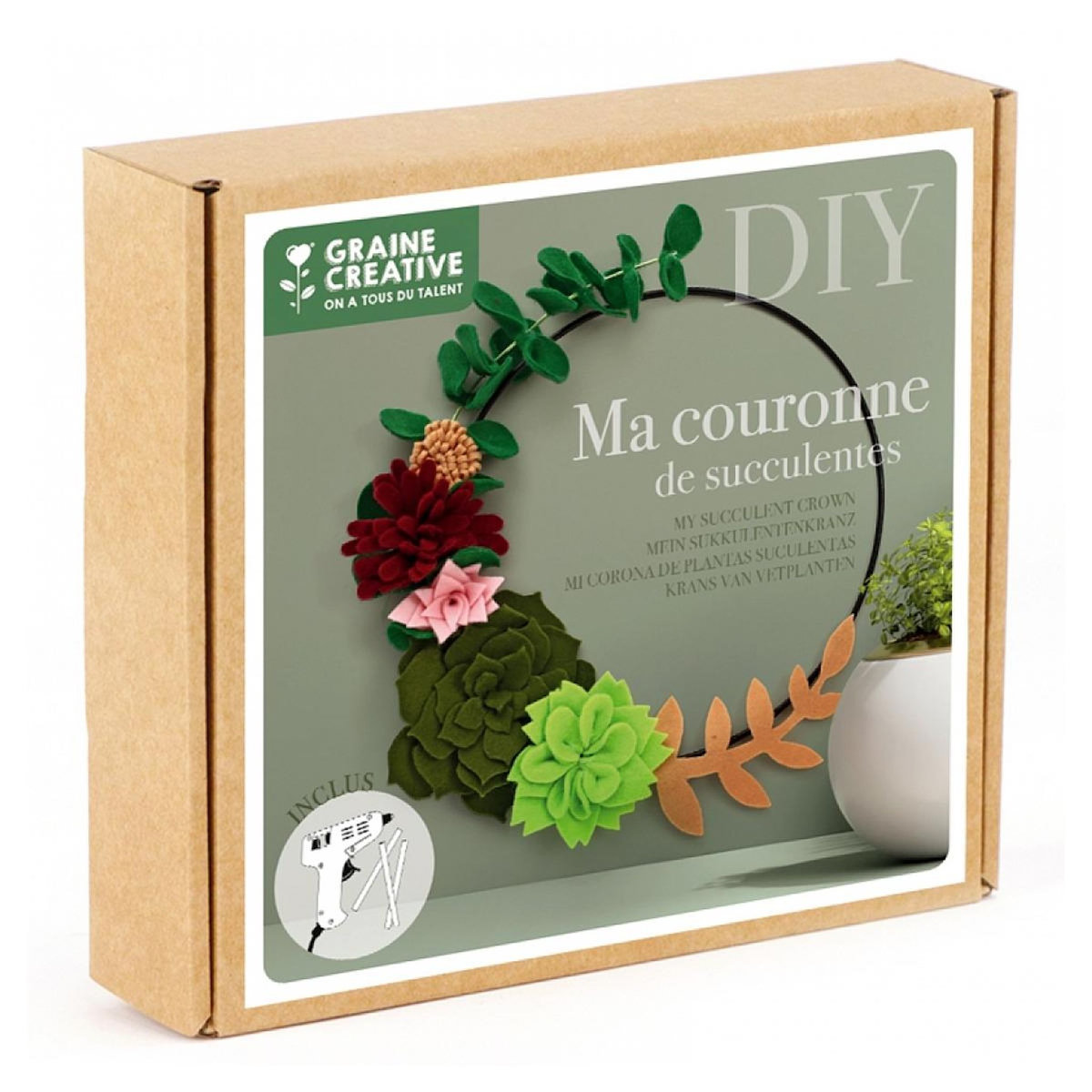 Graine créative KYT Ma couronne succulentes feutrine