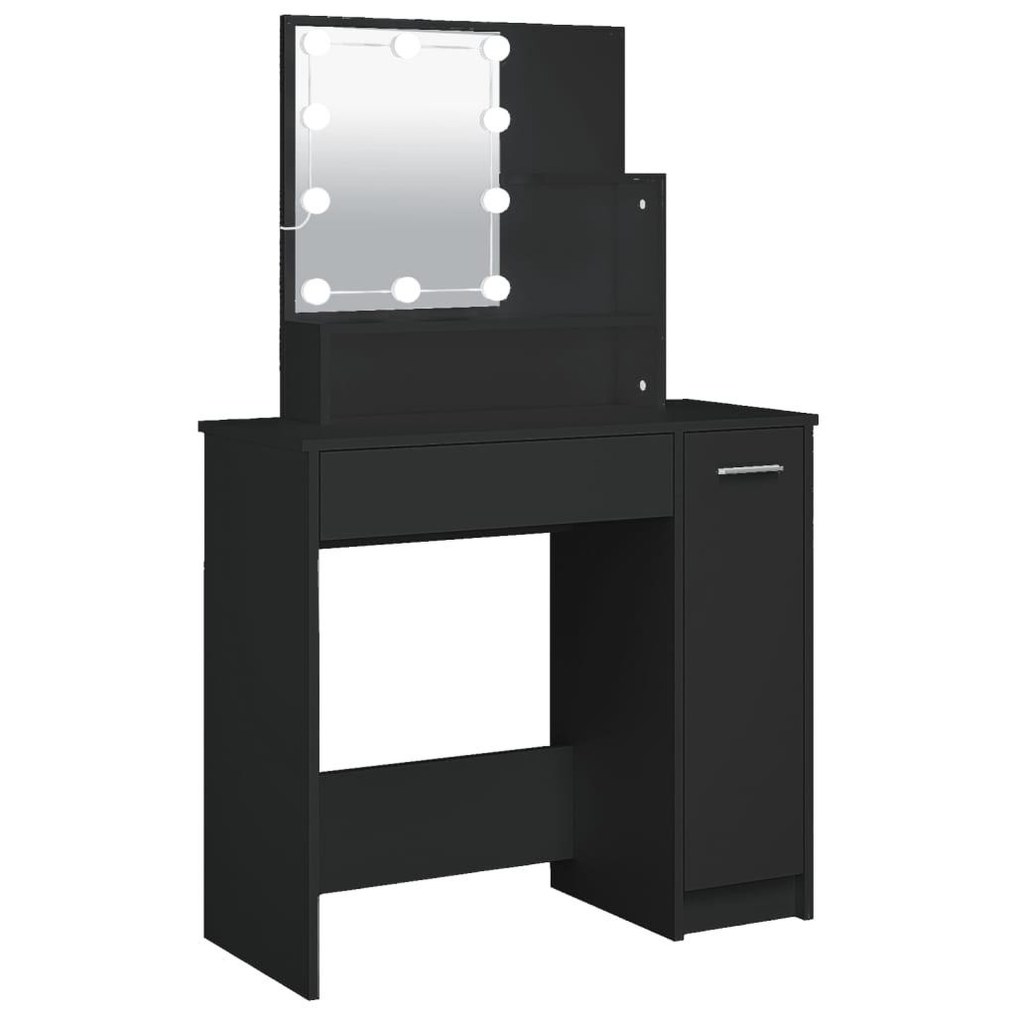 Voir la diapositive 2 : VIDAXL Coiffeuse avec LED noir 86,5x35x136 cm