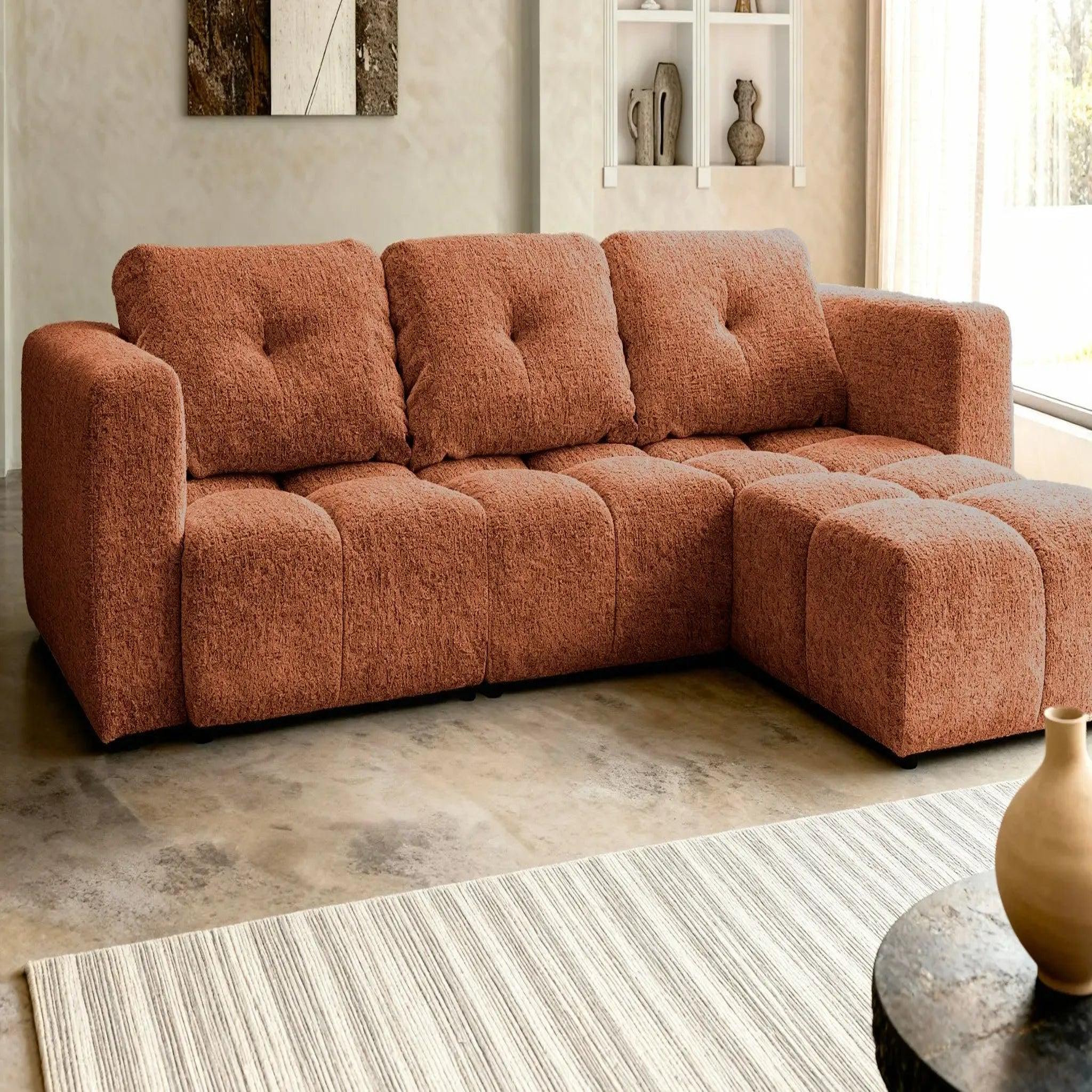 Voir la diapositive 5 : CASANOVA PARIS Romy 4 places - canapé d'angle convertible tissu chenille 4 places