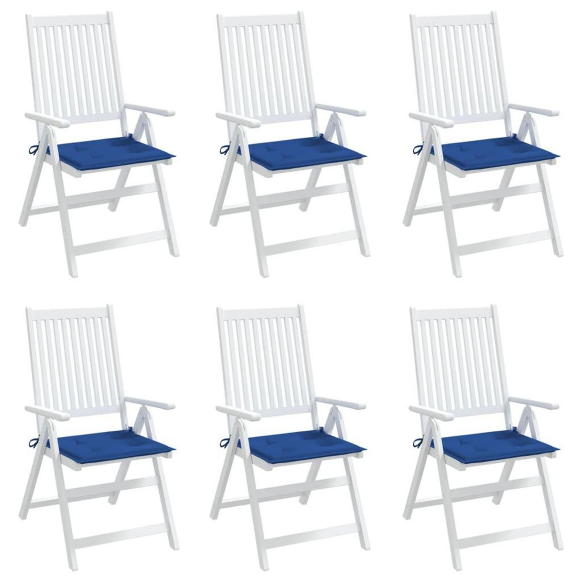 VIDAXL Coussins de chaise de jardin lot de 6 bleu royal 50x50x3 cm