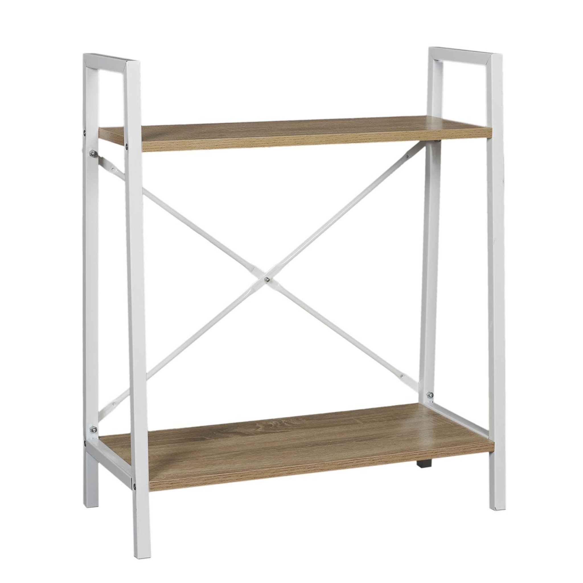 Voir la diapositive 1 : The Home Deco Factory Etagère à 2 planches en bois et métal - L. 60 x H. 70 cm. - Blanc