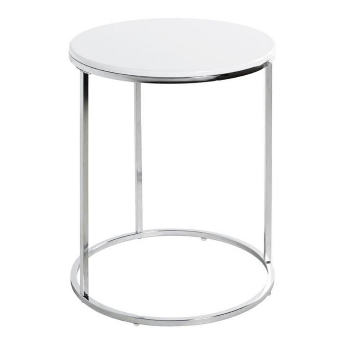 Paris Prix Table d'Appoint Design  Zano  50cm Blanc & Argent