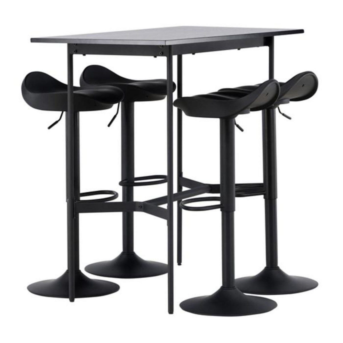 Paris Prix Ensemble Table de Bar & 4 Tabourets  Rax & Adesto  120cm Noir
