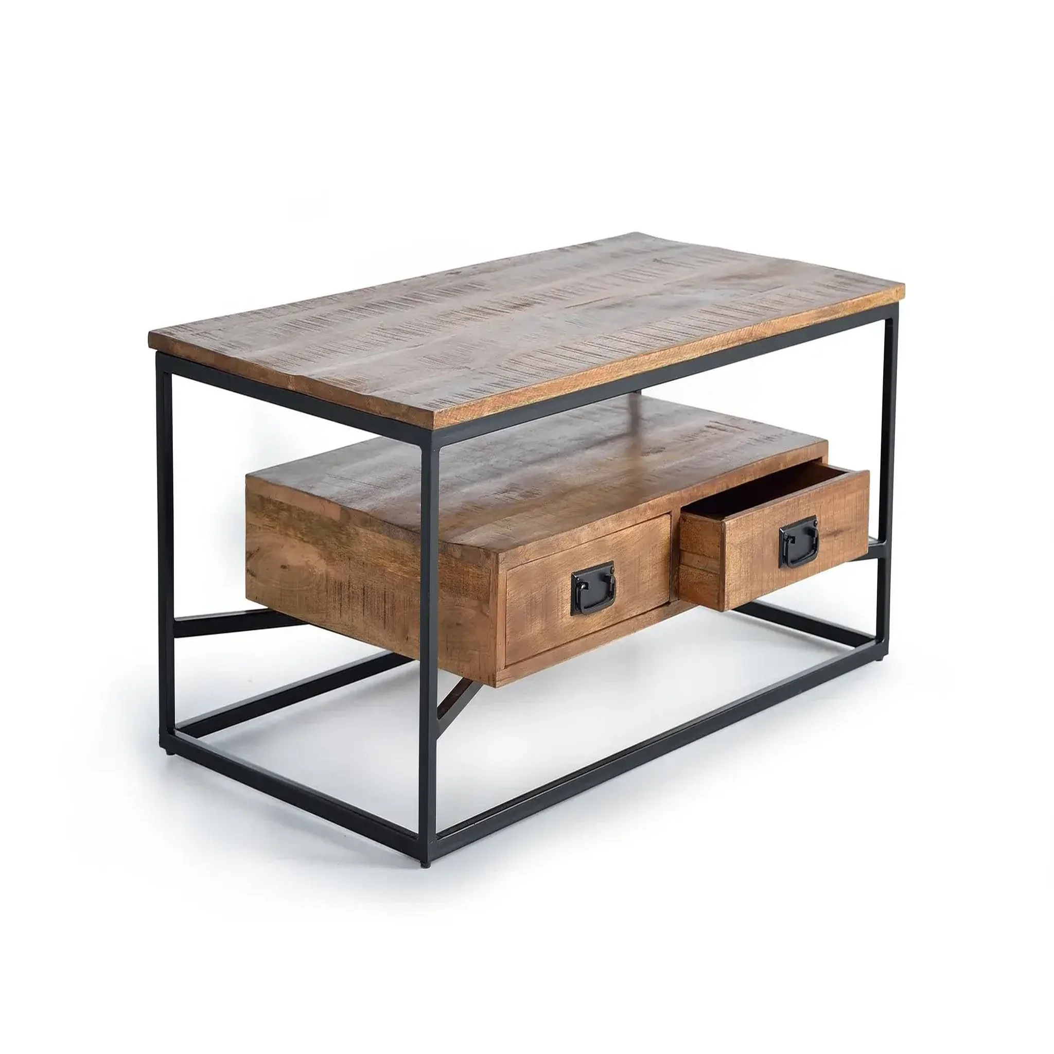 Voir la diapositive 2 : GINER Y COLOMER SL Table basse en bois de manguier 120 cm style industriel