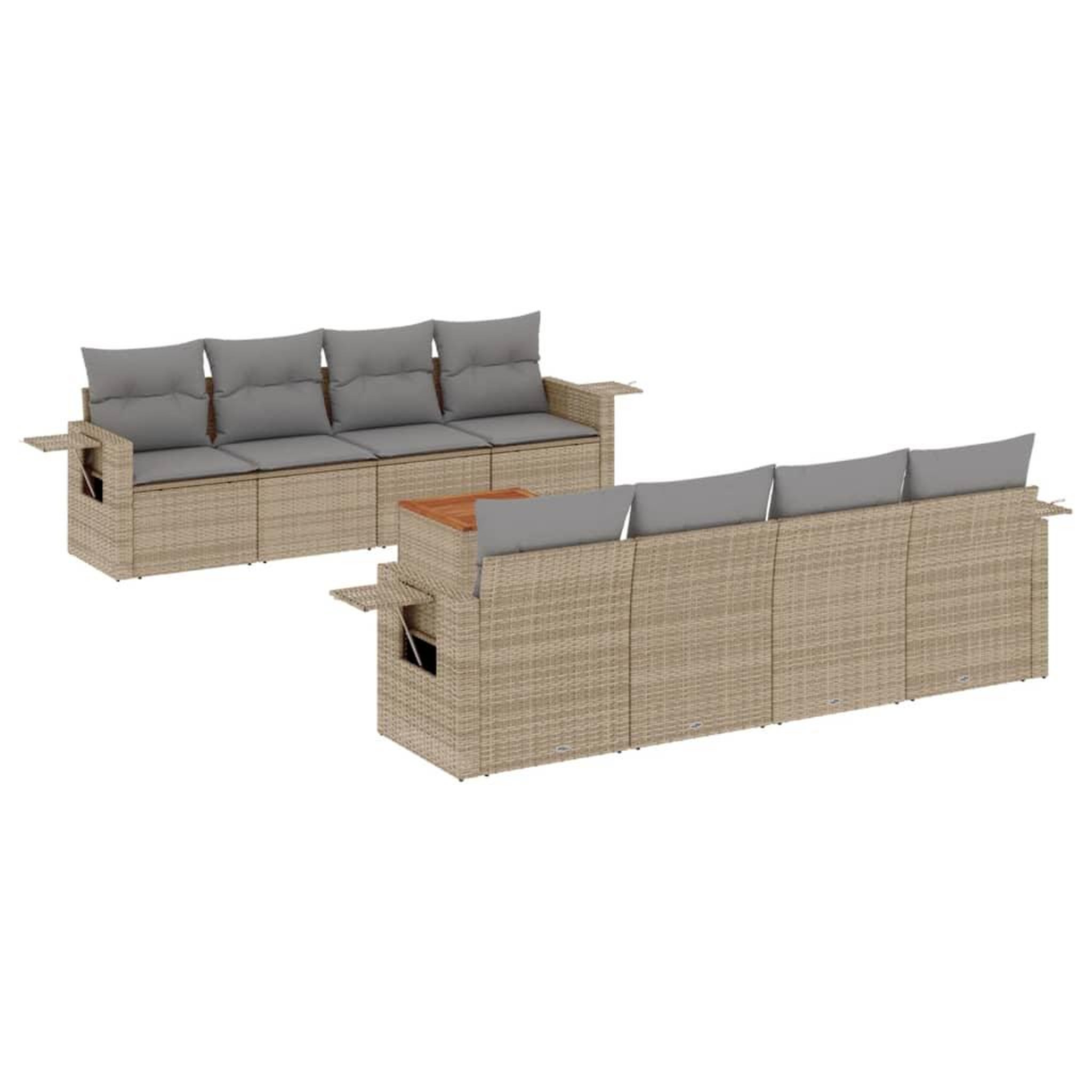 Voir la diapositive 2 : VIDAXL Salon de jardin avec coussins 9pcs melange beige resine tressee