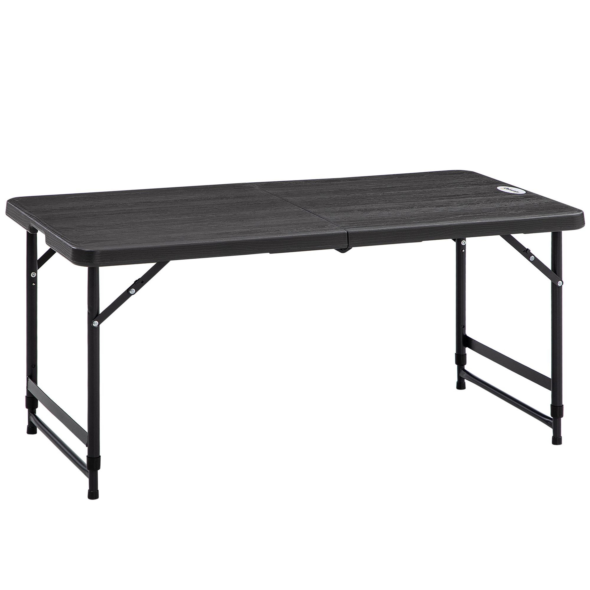 OUTSUNNY Table de jardin pliable 4 personnes table de camping pliable hauteur réglable acier époxy plateau hdpe aspect bois gris