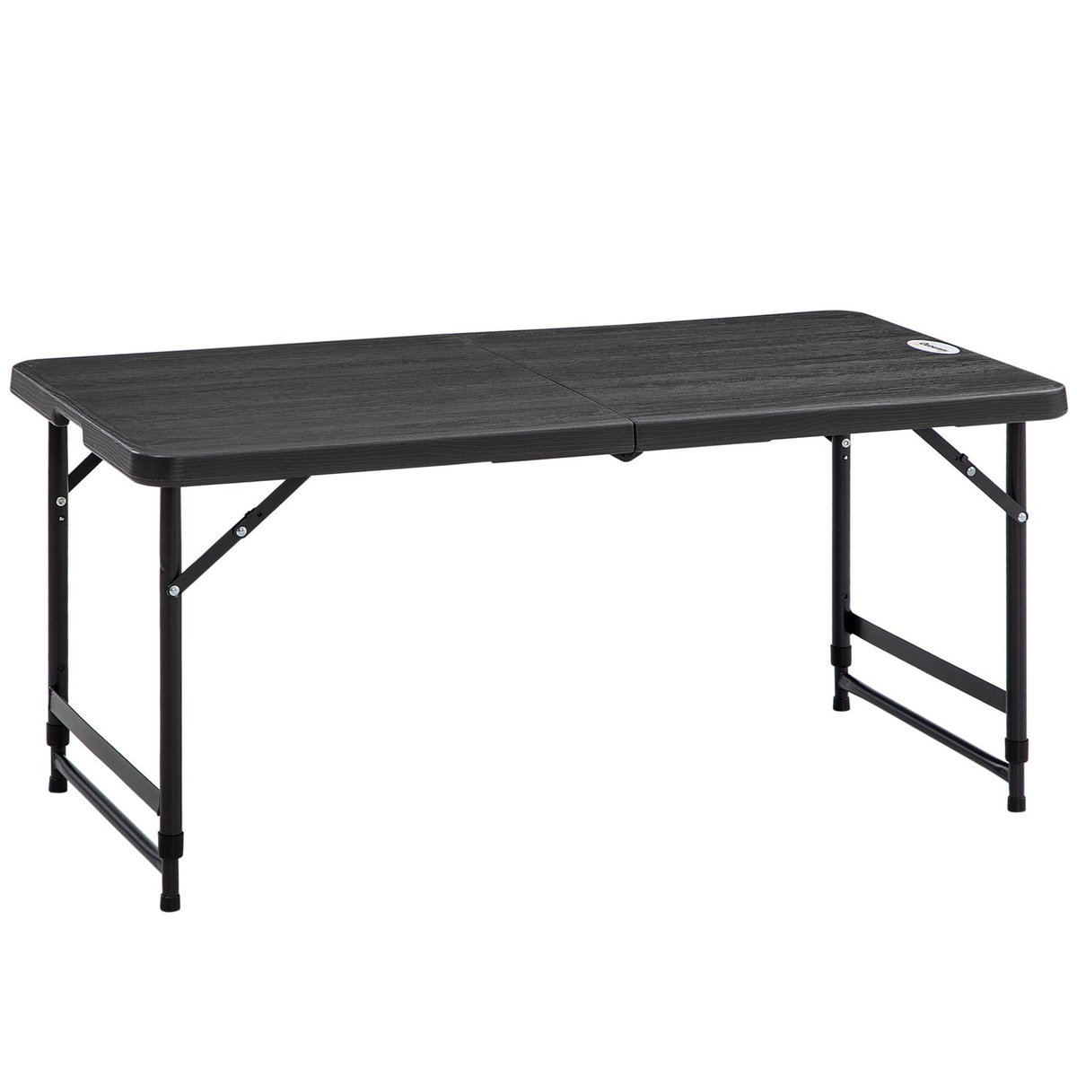 OUTSUNNY Table de jardin pliable 4 personnes table de camping pliable hauteur réglable acier époxy plateau HDPE aspect bois gris