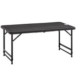 OUTSUNNY Table de jardin pliable 4 personnes table de camping pliable hauteur réglable acier époxy plateau HDPE aspect bois gris