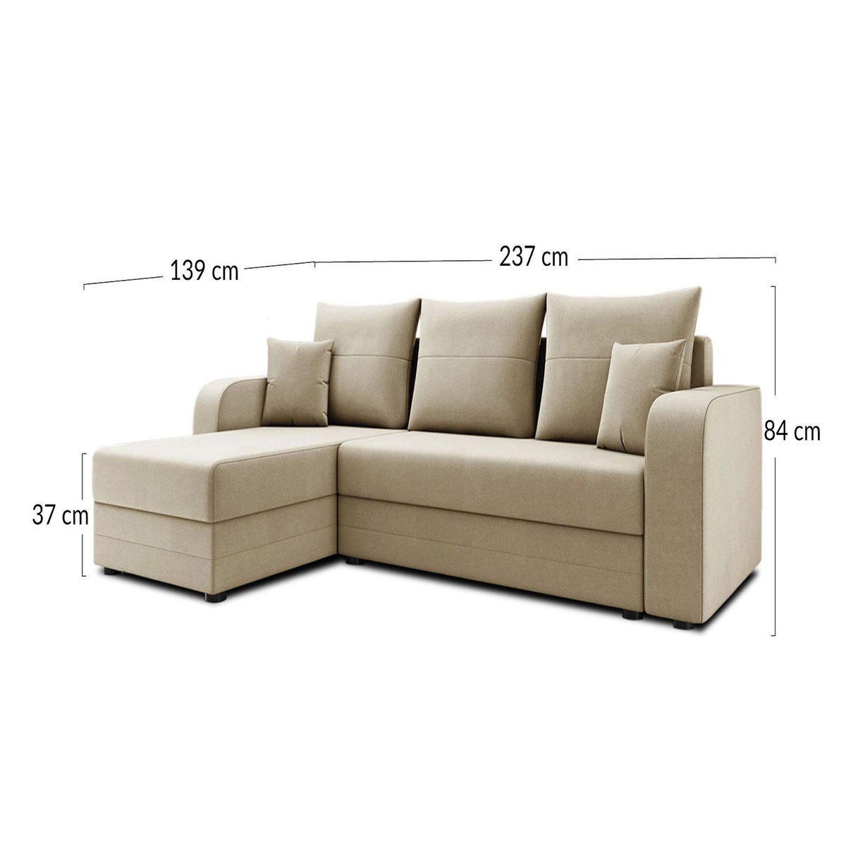 BEST MOBILIER Harvey - canapé d'angle réversible 4 places convertible avec coffre en velours