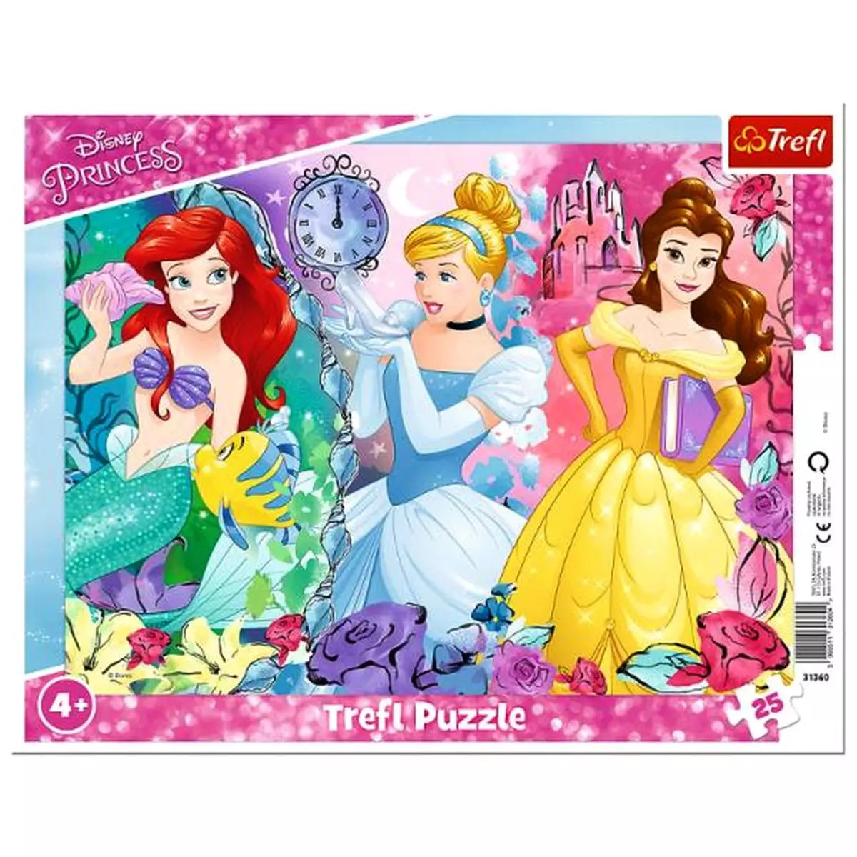 DISNEY Puzzle cadre Princesse 25 pieces Ariel Belle Cendrillon