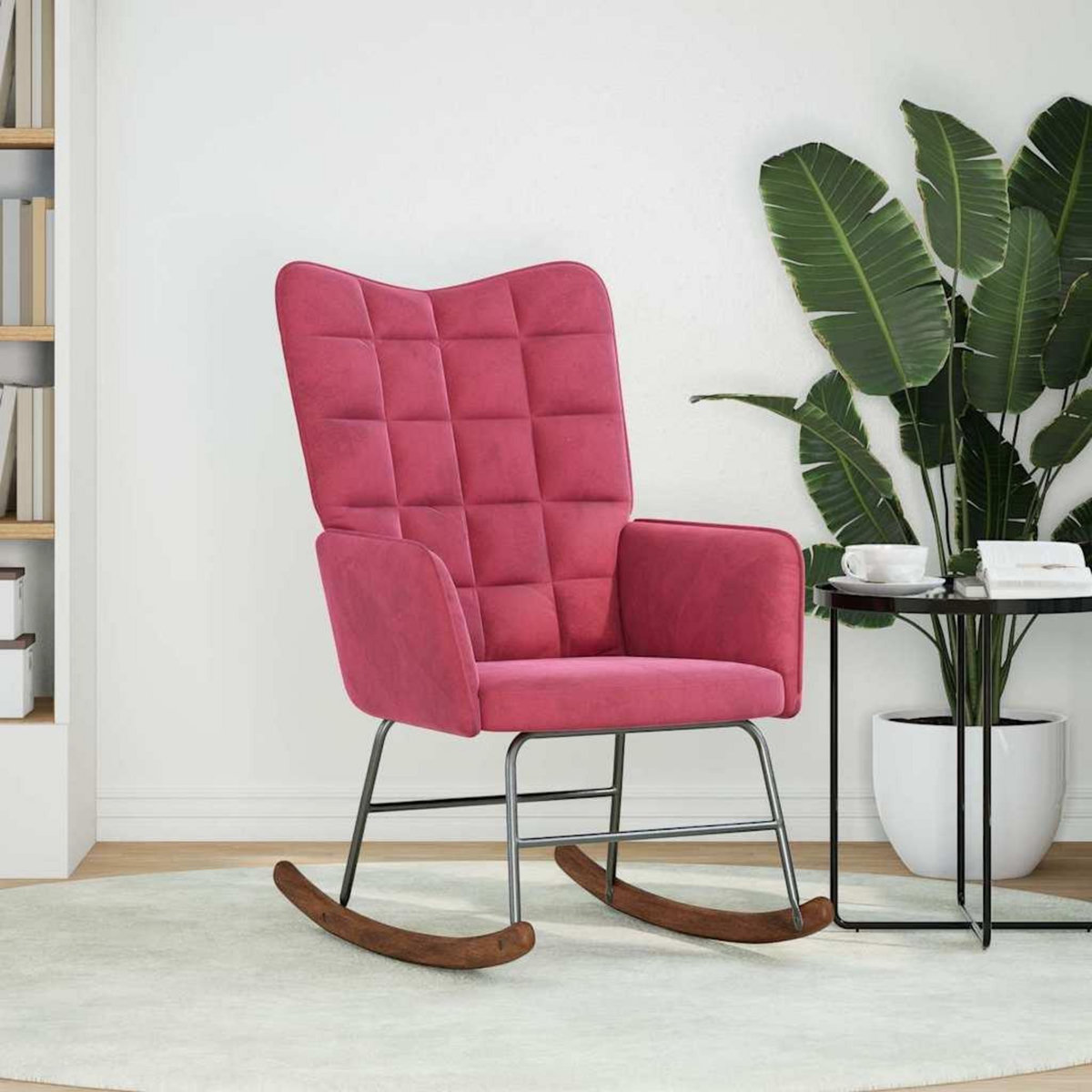 VIDAXL Chaise a bascule Rouge bordeaux Velours