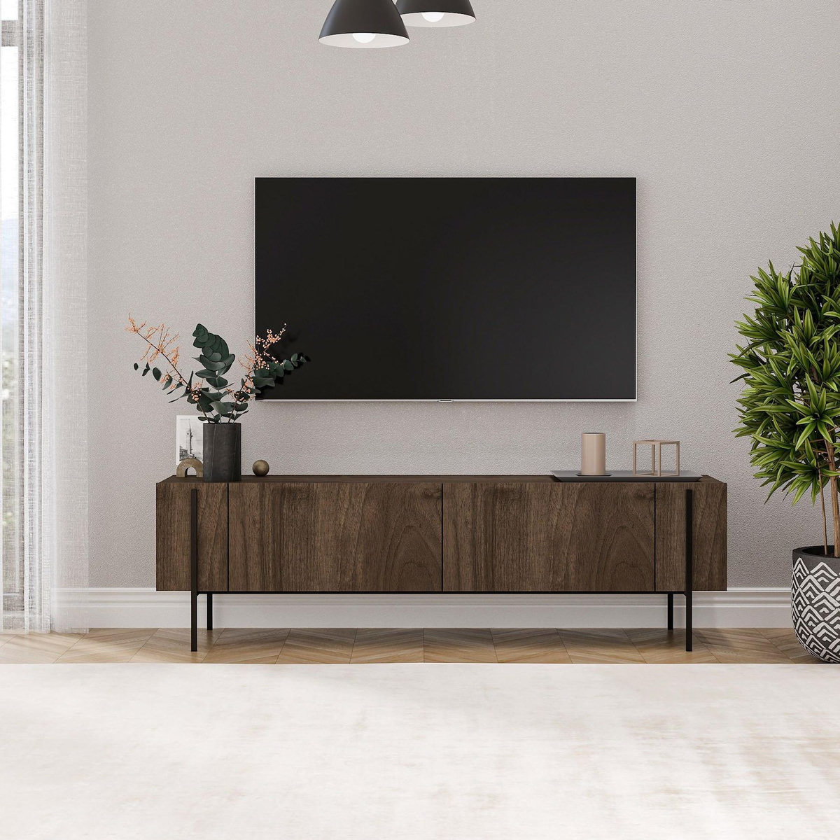Habitat et Jardin Meuble TV en bois  Herman  - 160 x 31 x 45 cm - Marron