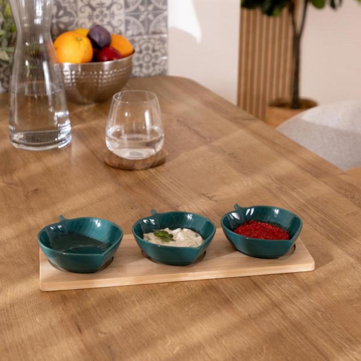 SECRET DE GOURMET Service Apéritif 4 Pièces  Yucatan  32cm Beige