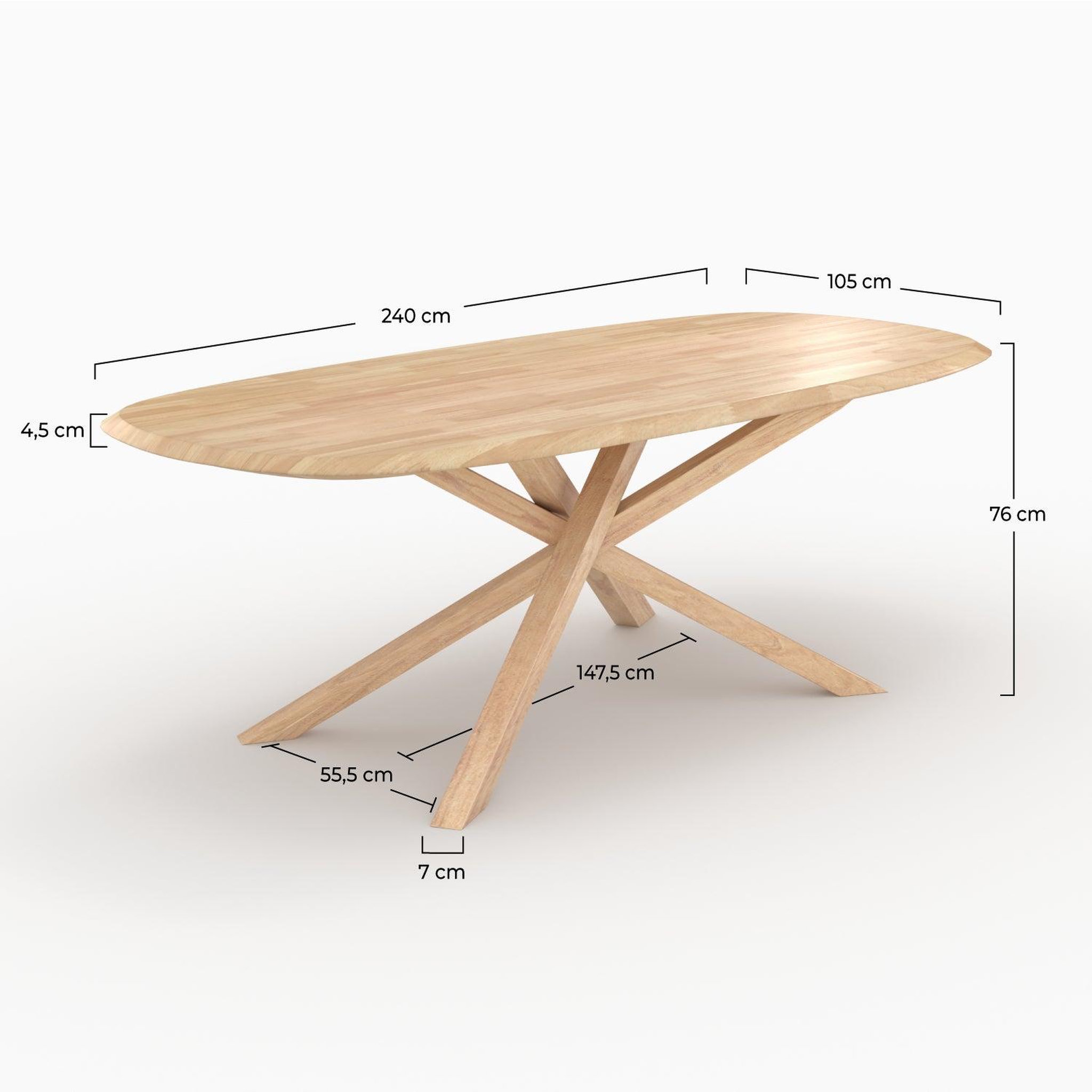 Voir la diapositive 4 : MAISON PAVANE Table rectangulaire en bois d'hévéa massif clair 10 personnes-aladin