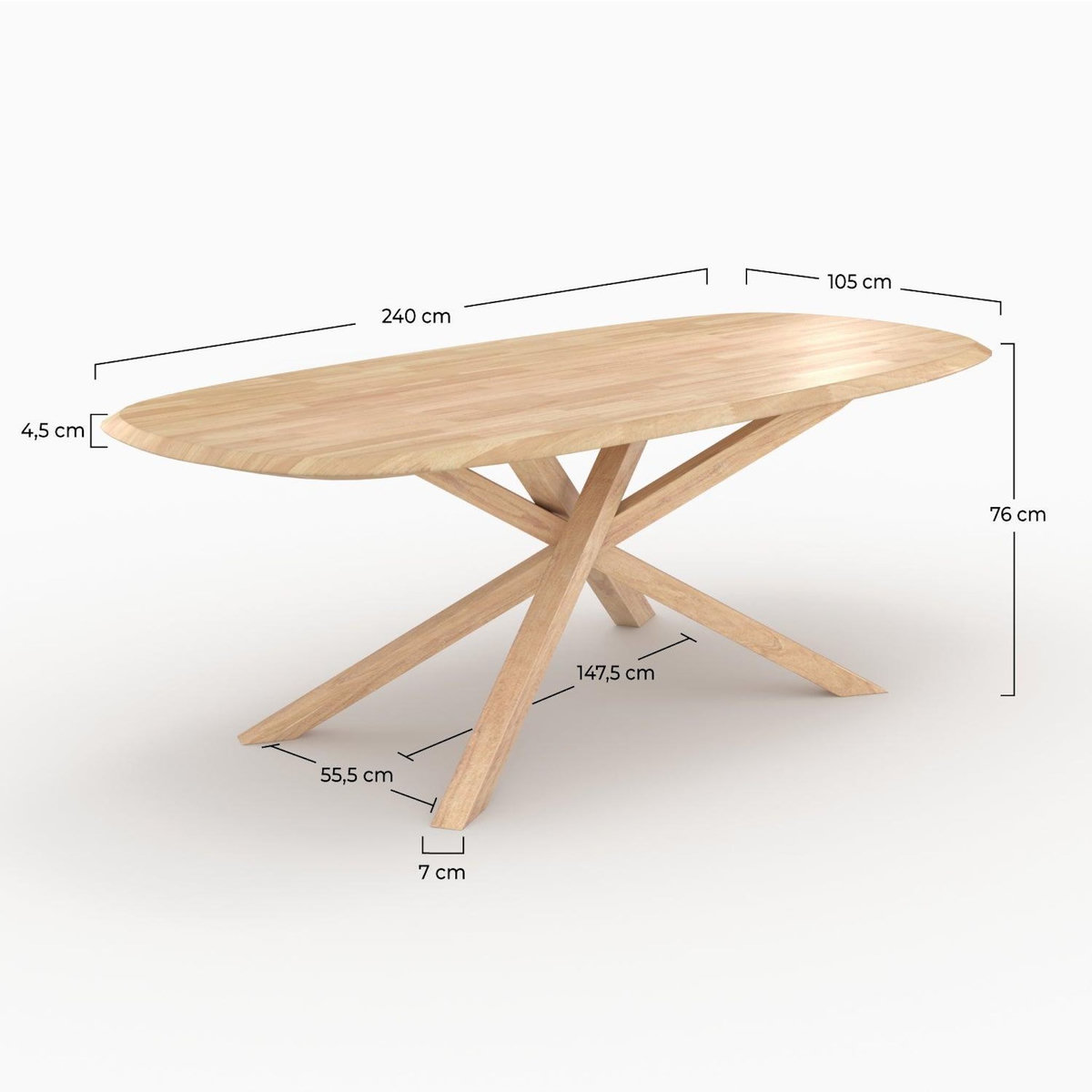 Rendez vous déco Table rectangulaire en bois d'hévéa massif clair 10 personnes-Aladin