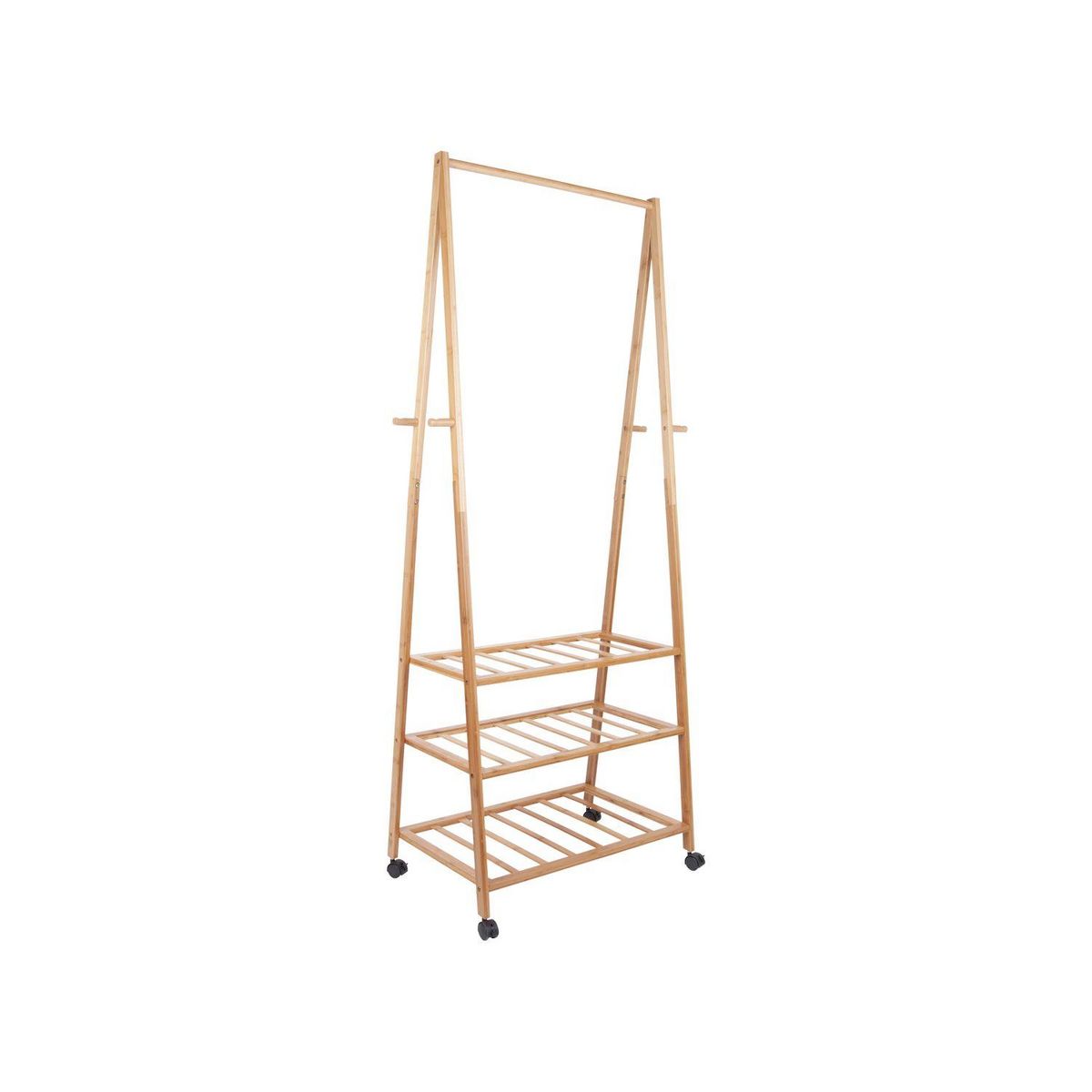 Leitmotiv Portant dressing en bambou 2 étagères - L.70xH.175 cm - Marron