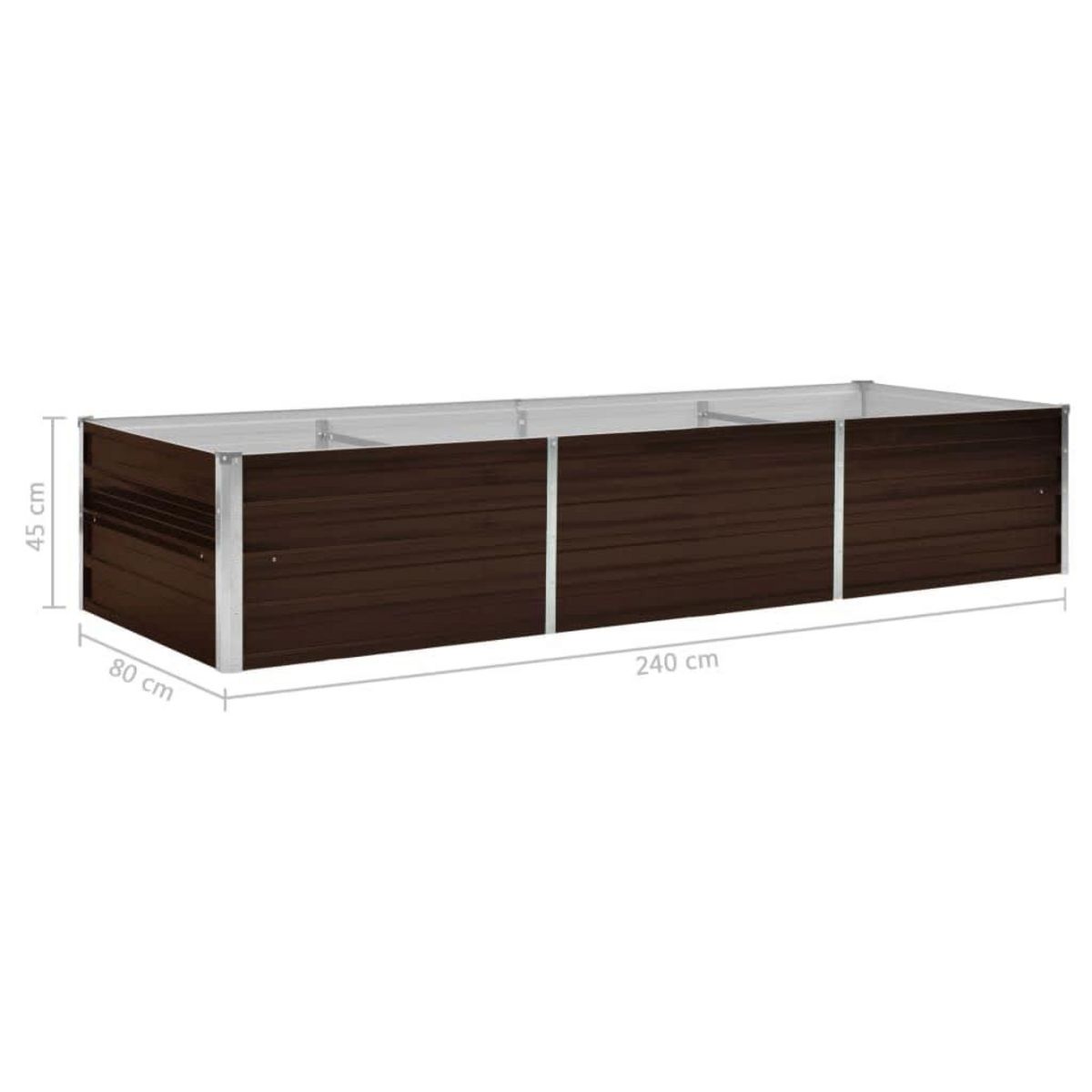 VIDAXL Lit sureleve de jardin Marron 240x80x45 cm Acier galvanise