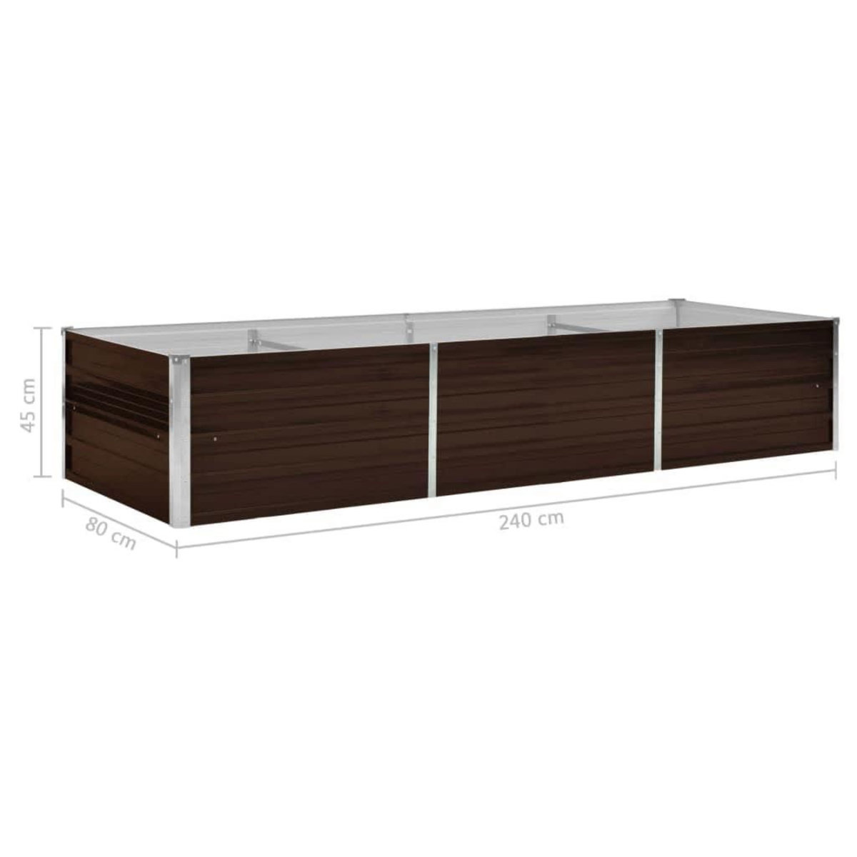 VIDAXL Lit sureleve de jardin Marron 240x80x45 cm Acier galvanise