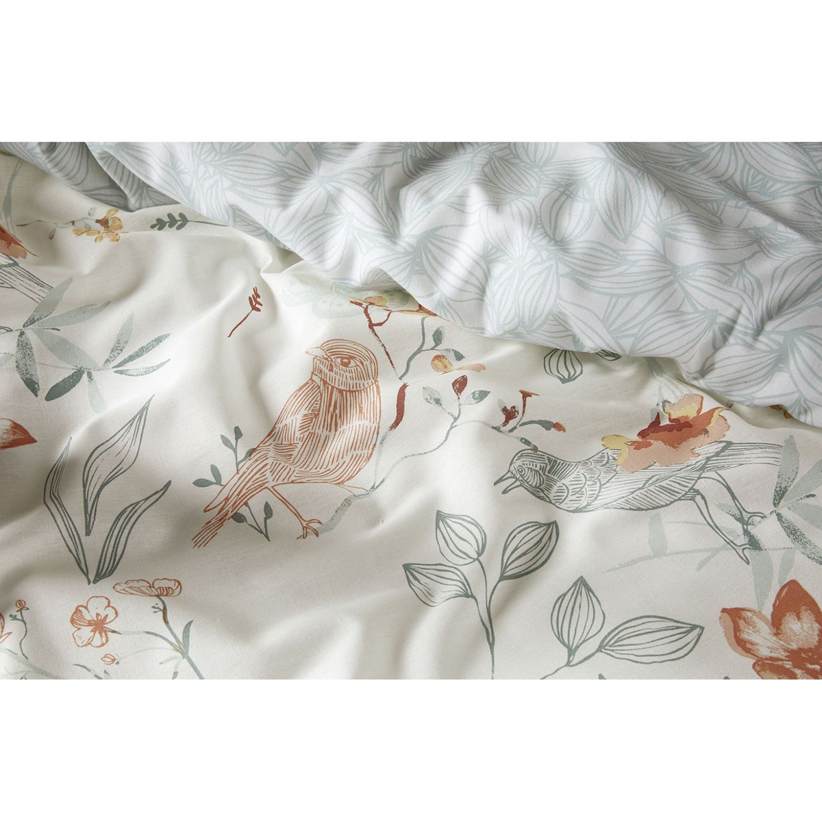 ACTUEL Parure housse de couette en coton 52 fils motif floral PERLETTE