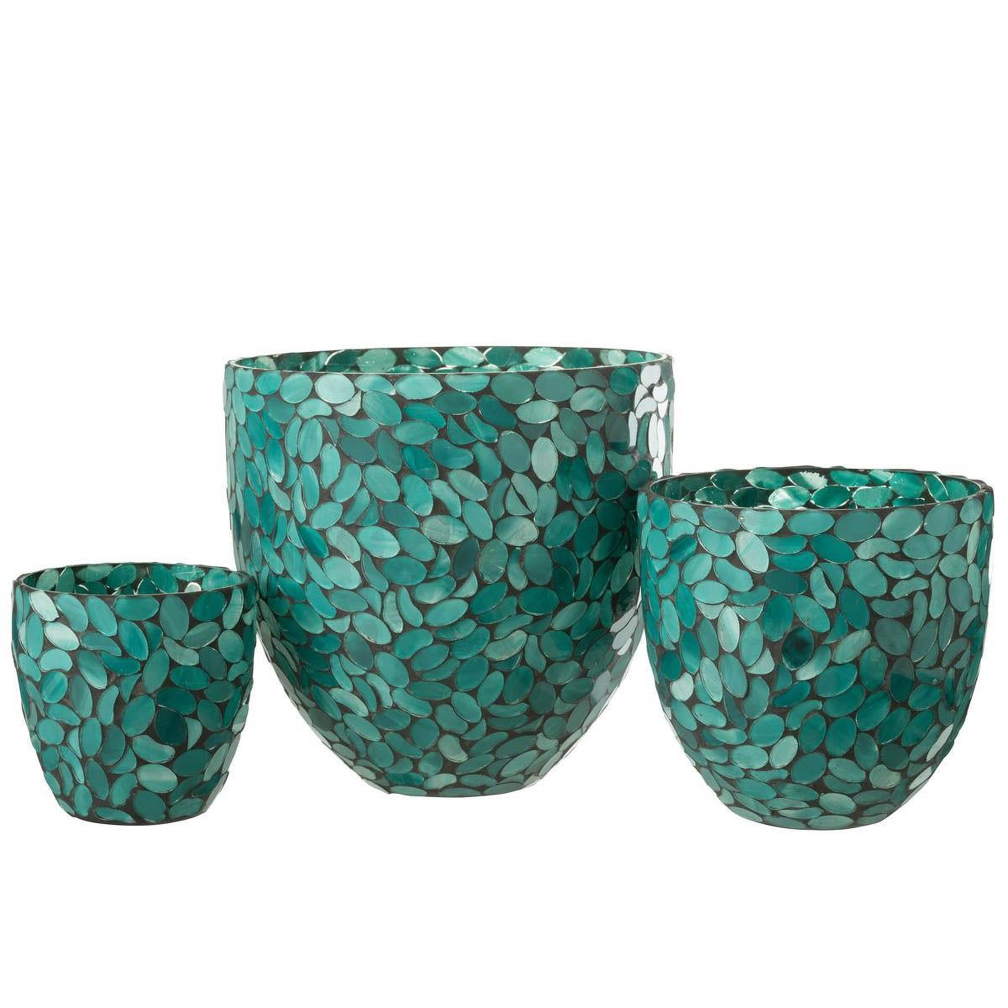 Voir la diapositive 4 : J-LINE Photophore mosaïque en verre  rico  20cm bleu azur
